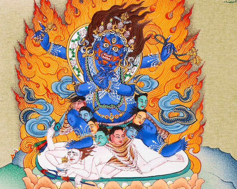 Hevajra With Consort Nairatmya Thangka Print | Buddhist Yidam Art