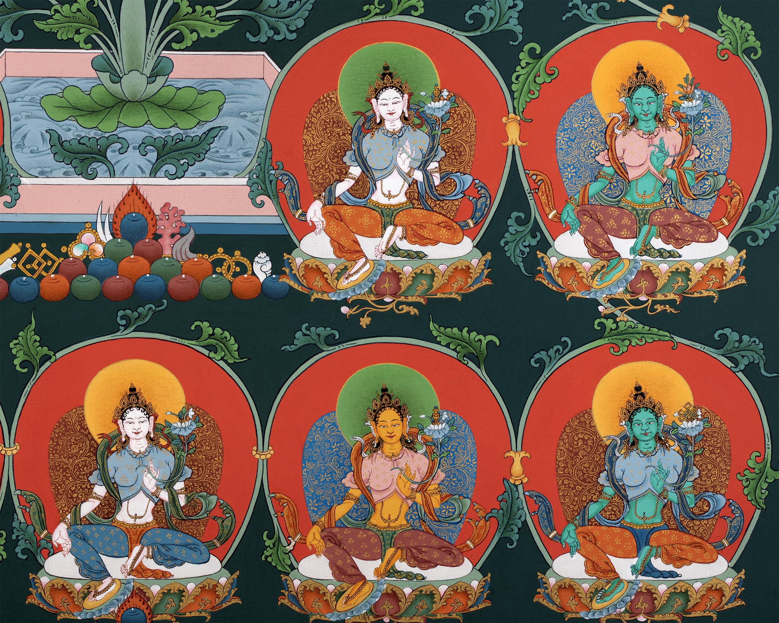 21 Tara Thangka Print | The Mother Bodhisattva Drolma | High Quality Canvas Print