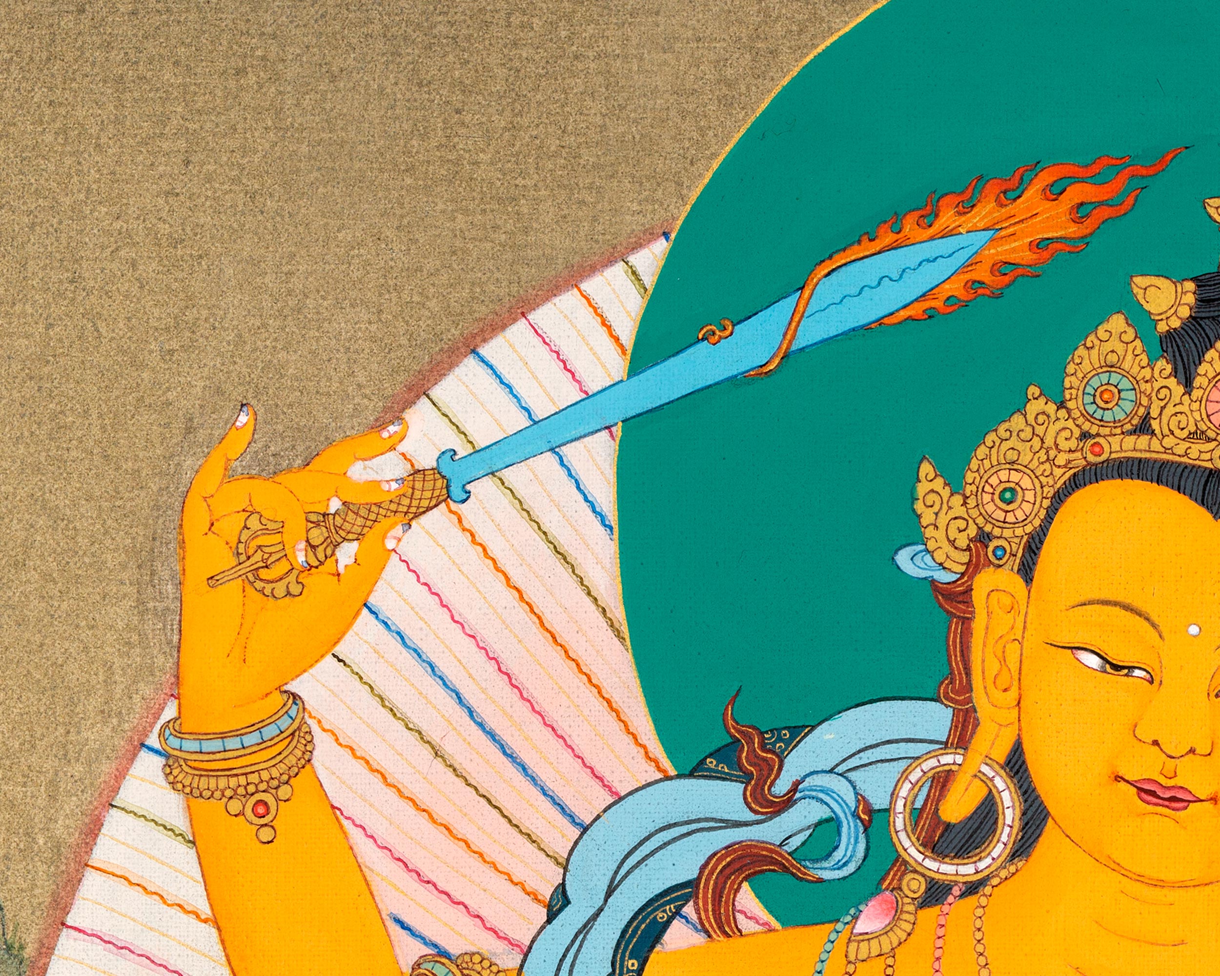 Manjushree Thangka | Manjushri With Others | Tibetan Thangka Painting