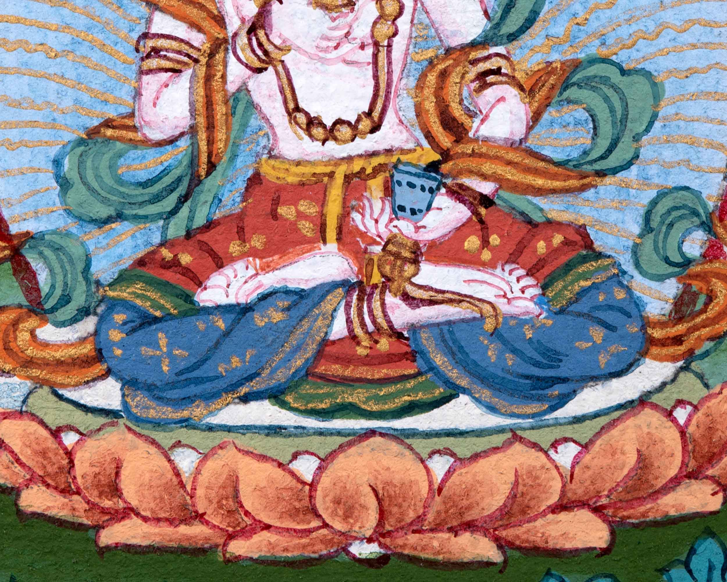 Mini Vajrasattva Meditation Thangka | Traditional Tibetan Hand-Painted Art