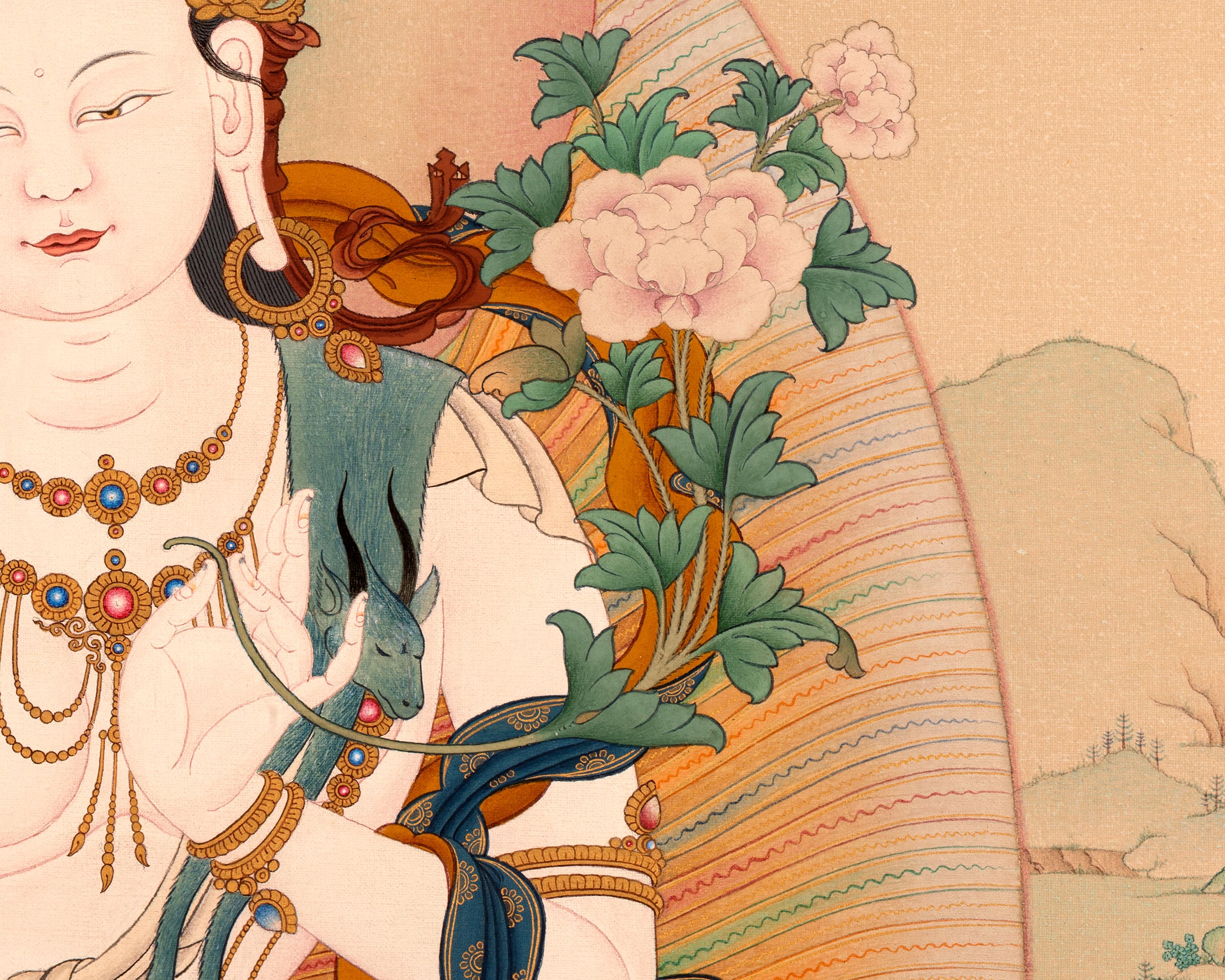 Standing Chenrezig Thangka Print | Bodhisattva Art Print