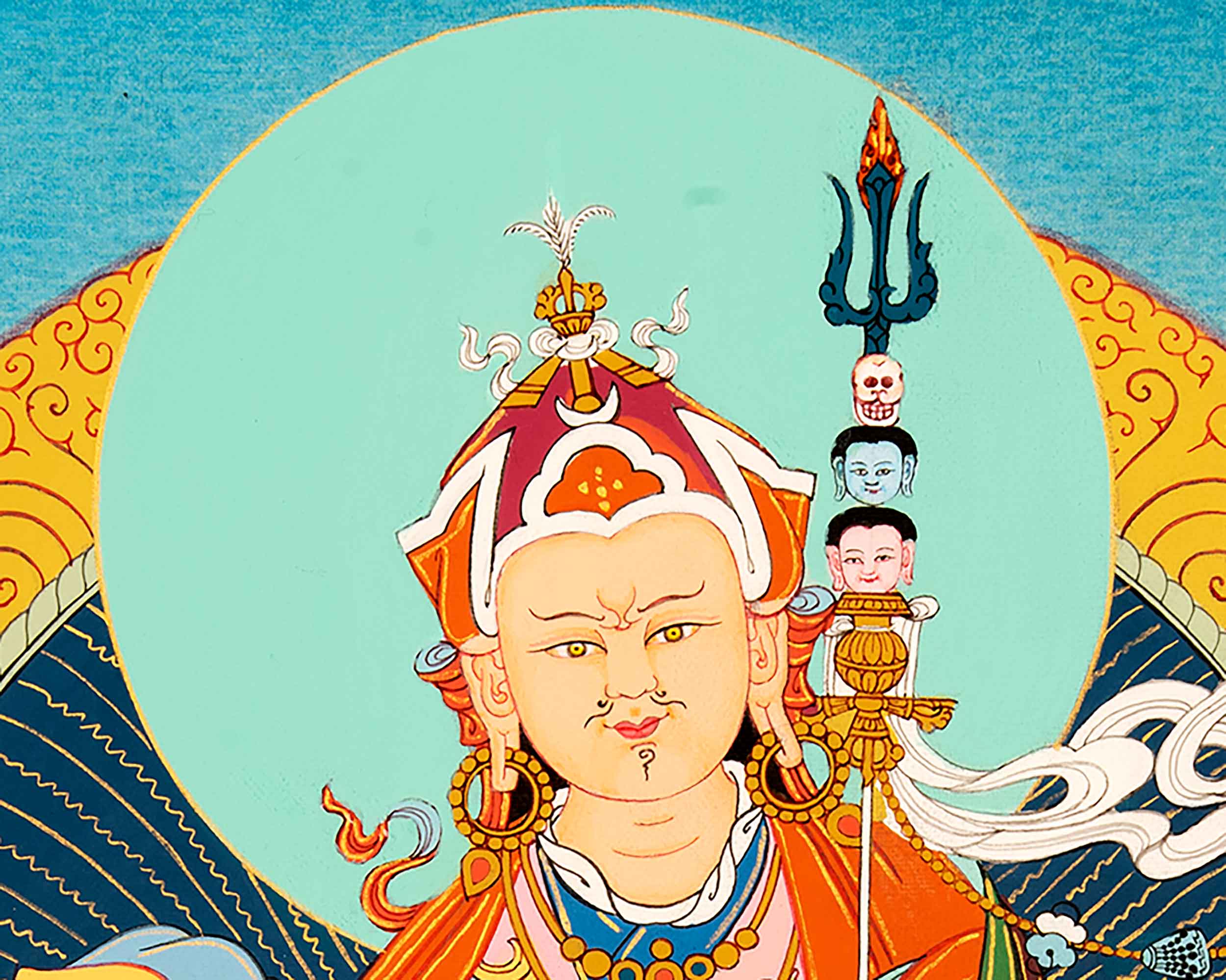 Traditional Made Thangka Of Guru Rinpoche | Hand Painted Lotus Born Master