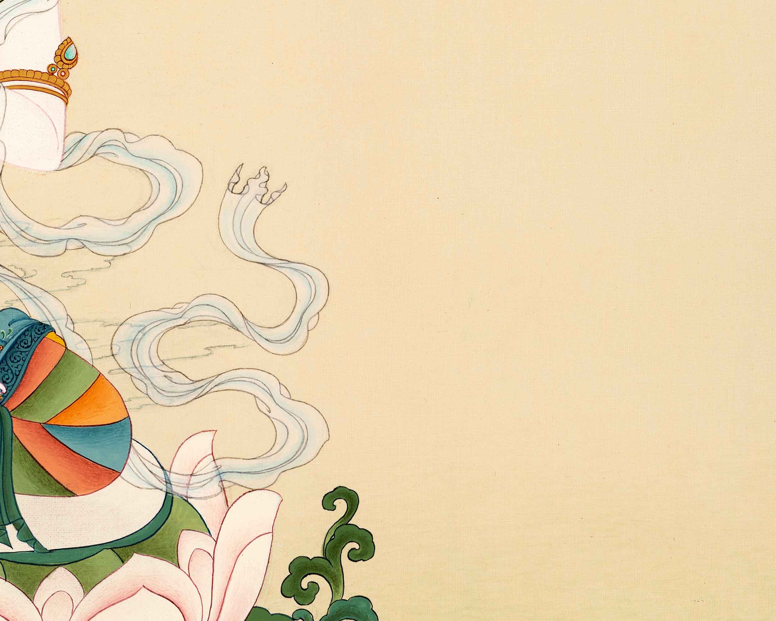 Karma Gadri Thangka of White Tara, Traditionally Hand painted Buddhist Art