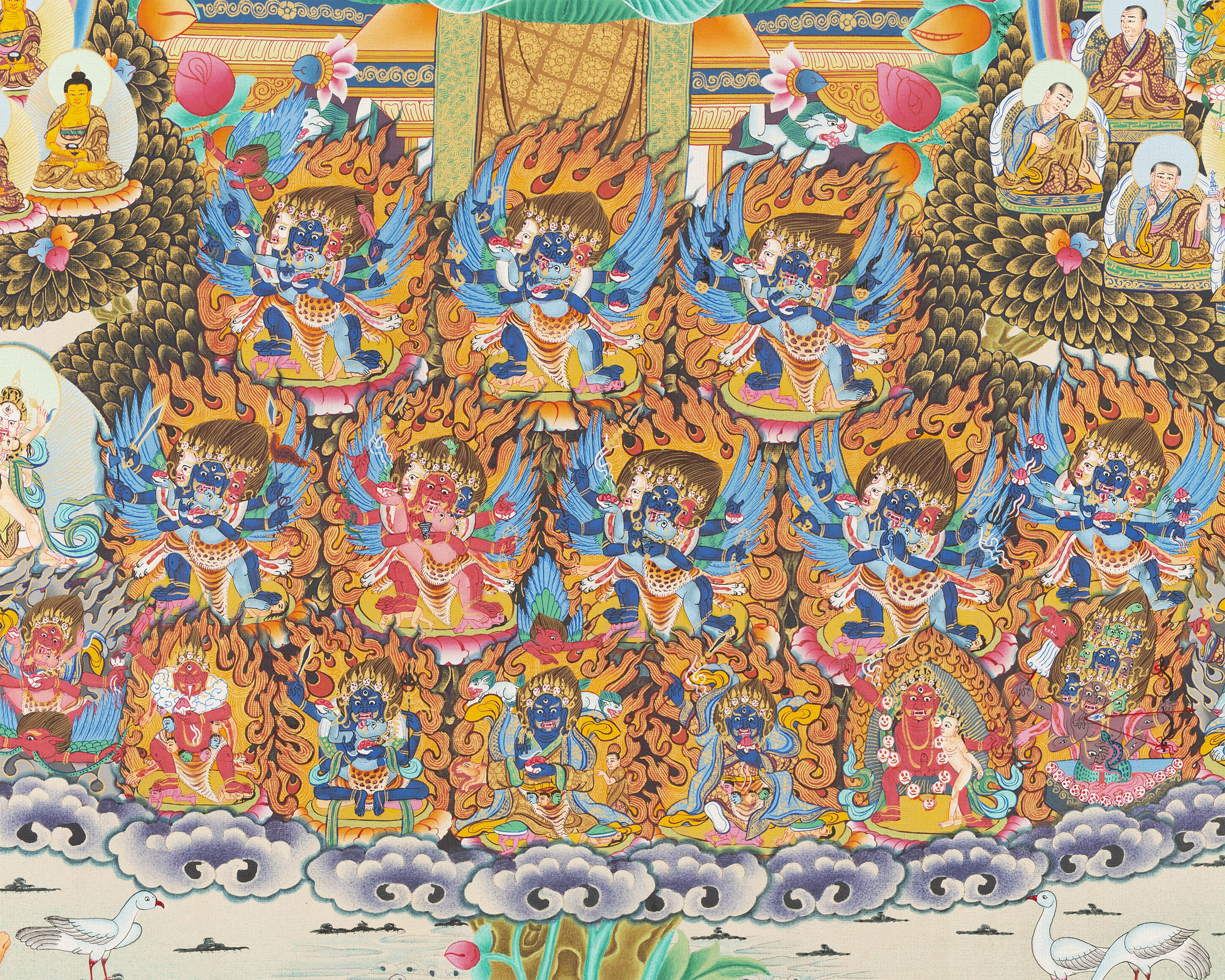 Rinpoche Refuge Tree Thangka | Hand Painted Buddhist Artwork