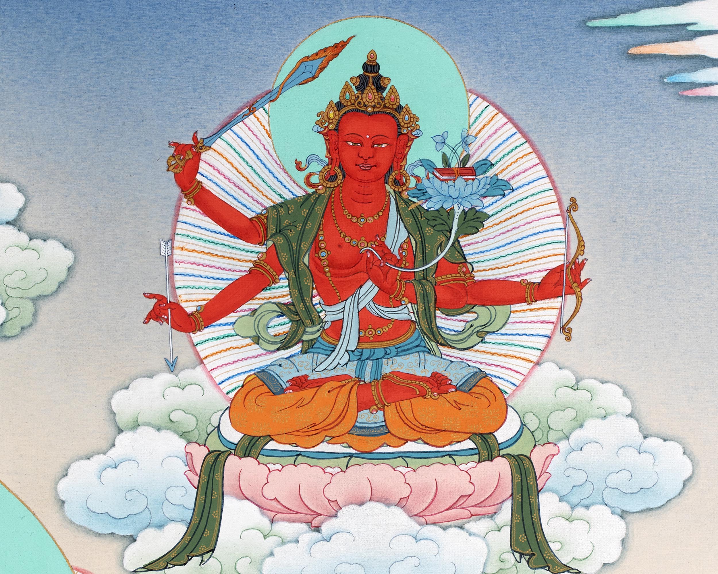 5 Manjushree Thangka | Hand Painted Tibetan Art | Manjushri Painting