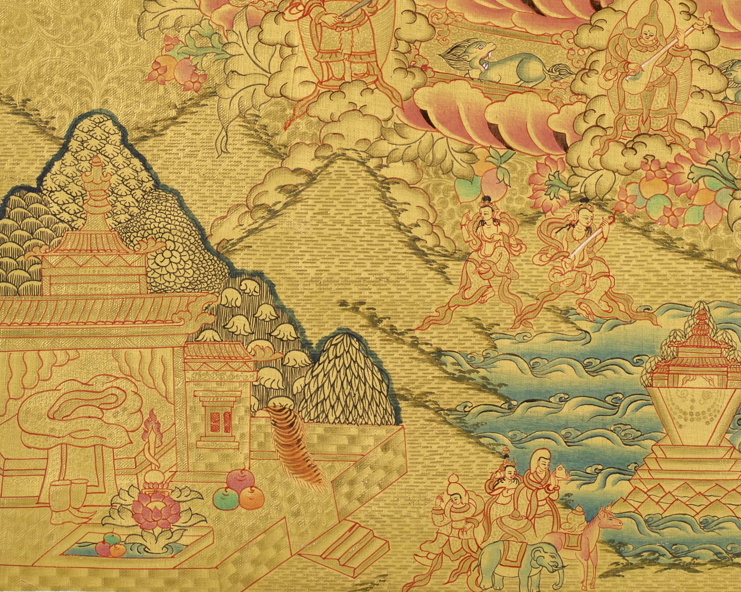 Refugee Tree Thangka | Golden Tsogksing Gelug Thangka