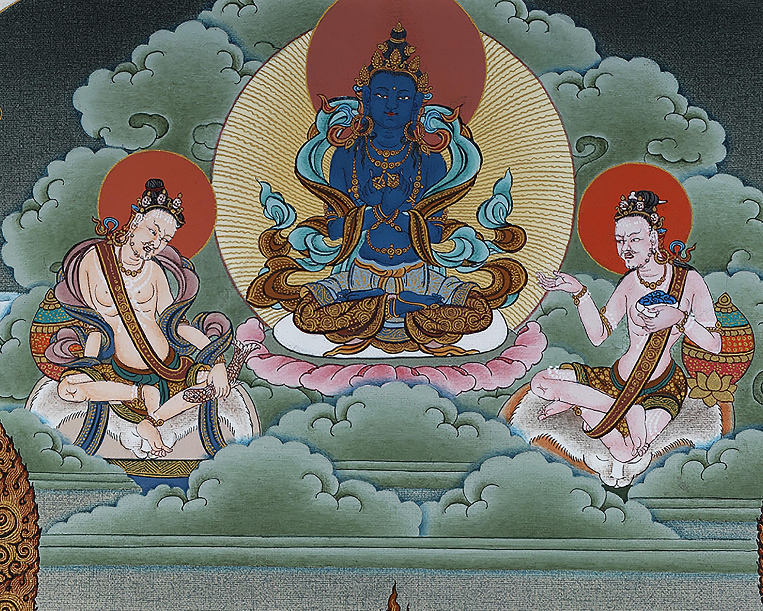 Rare Marpa Milarepa Thangka, Kagyu Lineage Master, Himalayan Vajrayana Buddhist Art