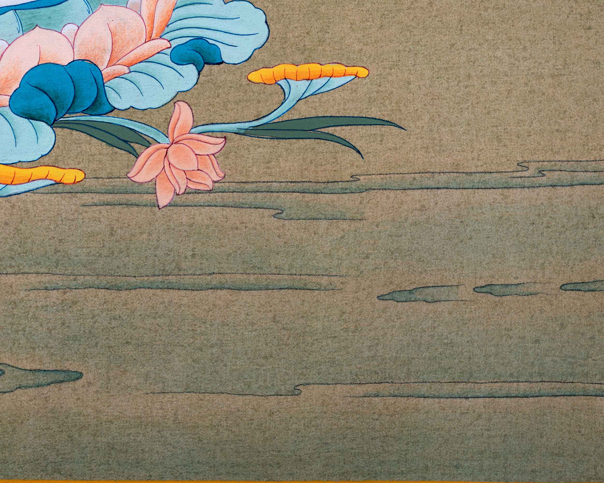 1000 Armed Chenrezig Practice Thangka On Cotton Canvas Using Acrylic Colors | Sacred Art for Daily Practice