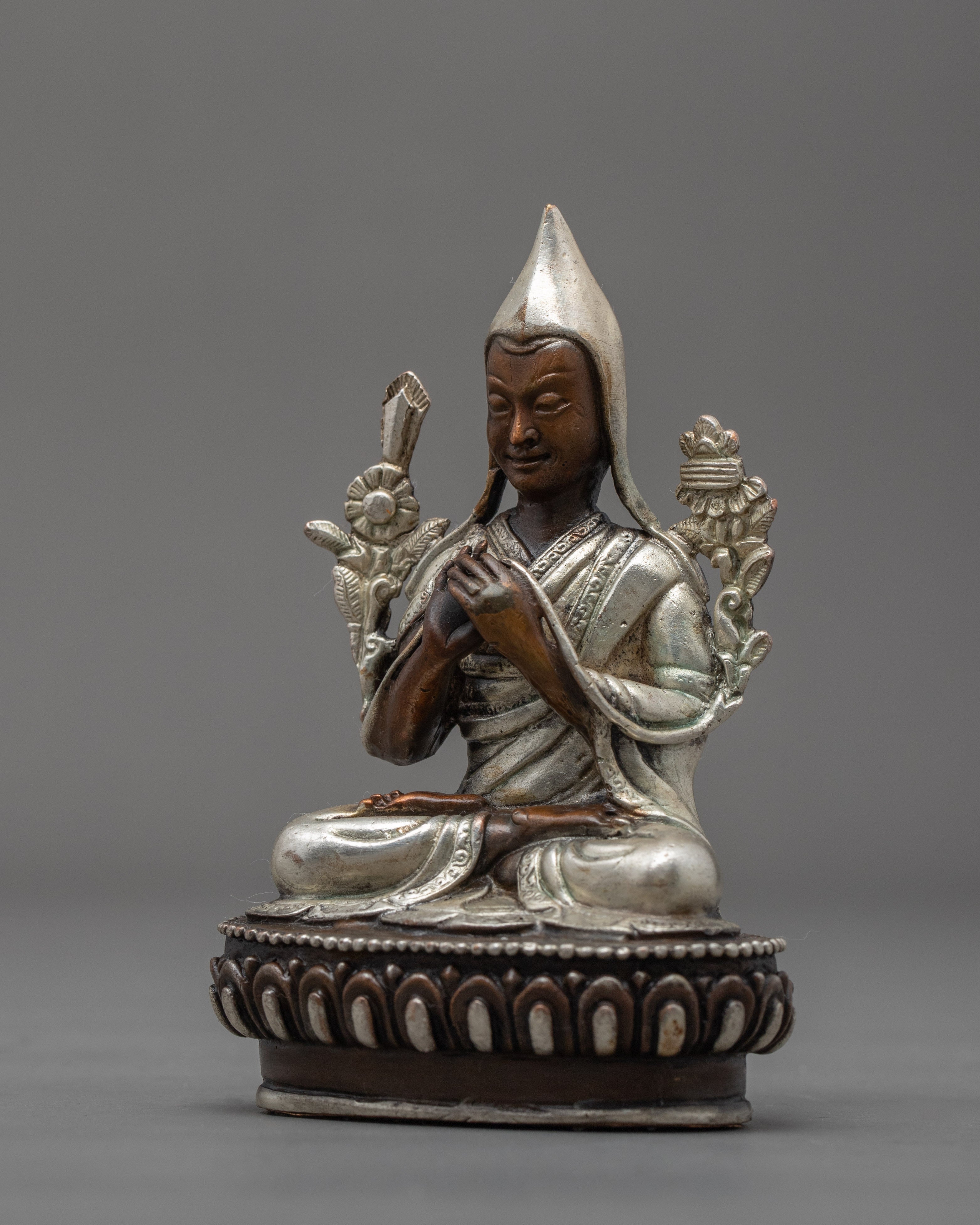 Mini Tsongkhapa Figurine | Copper Made Buddhist Sculpture