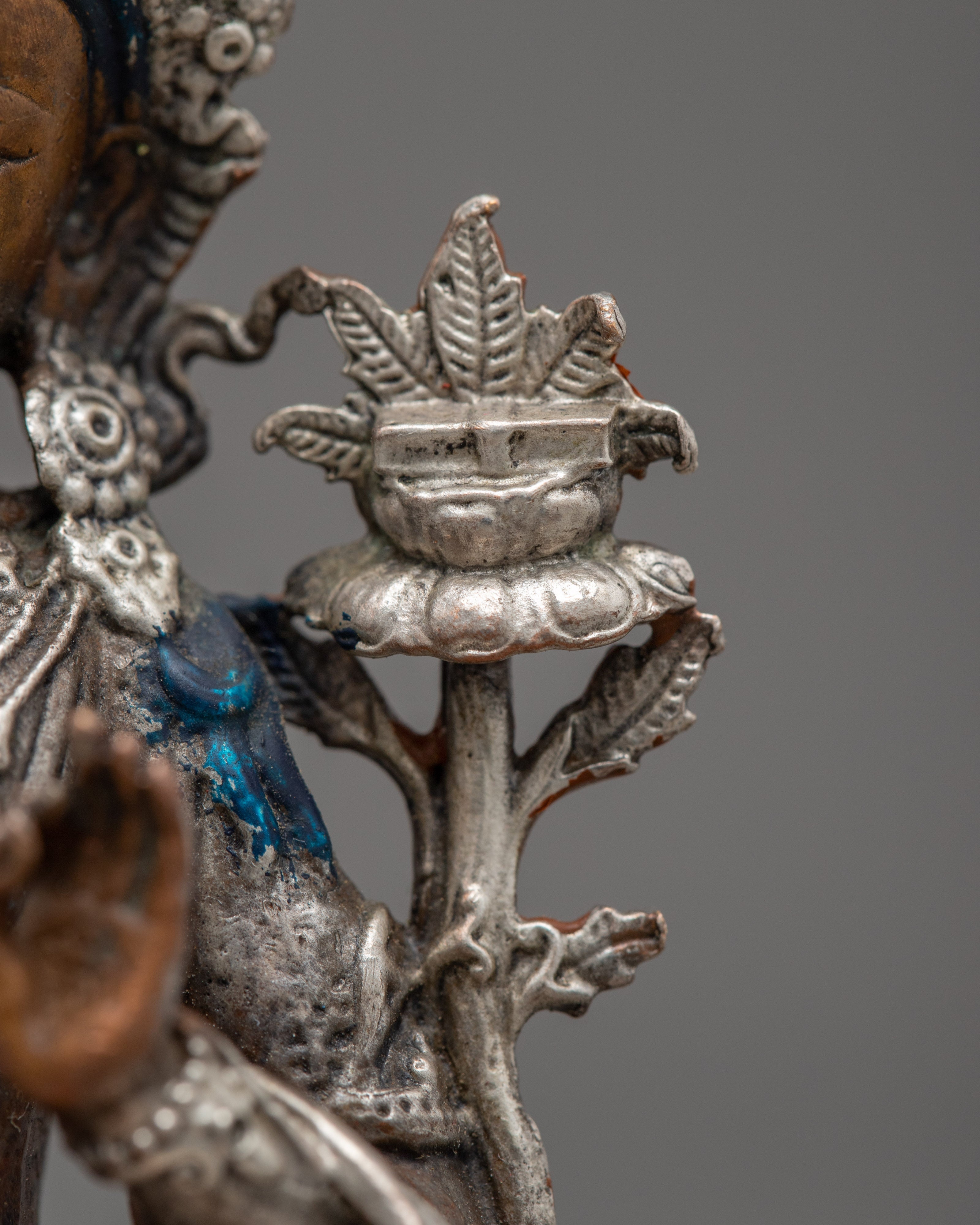 Silver Plated Manjushri Statue | Traditional Himalayan Art