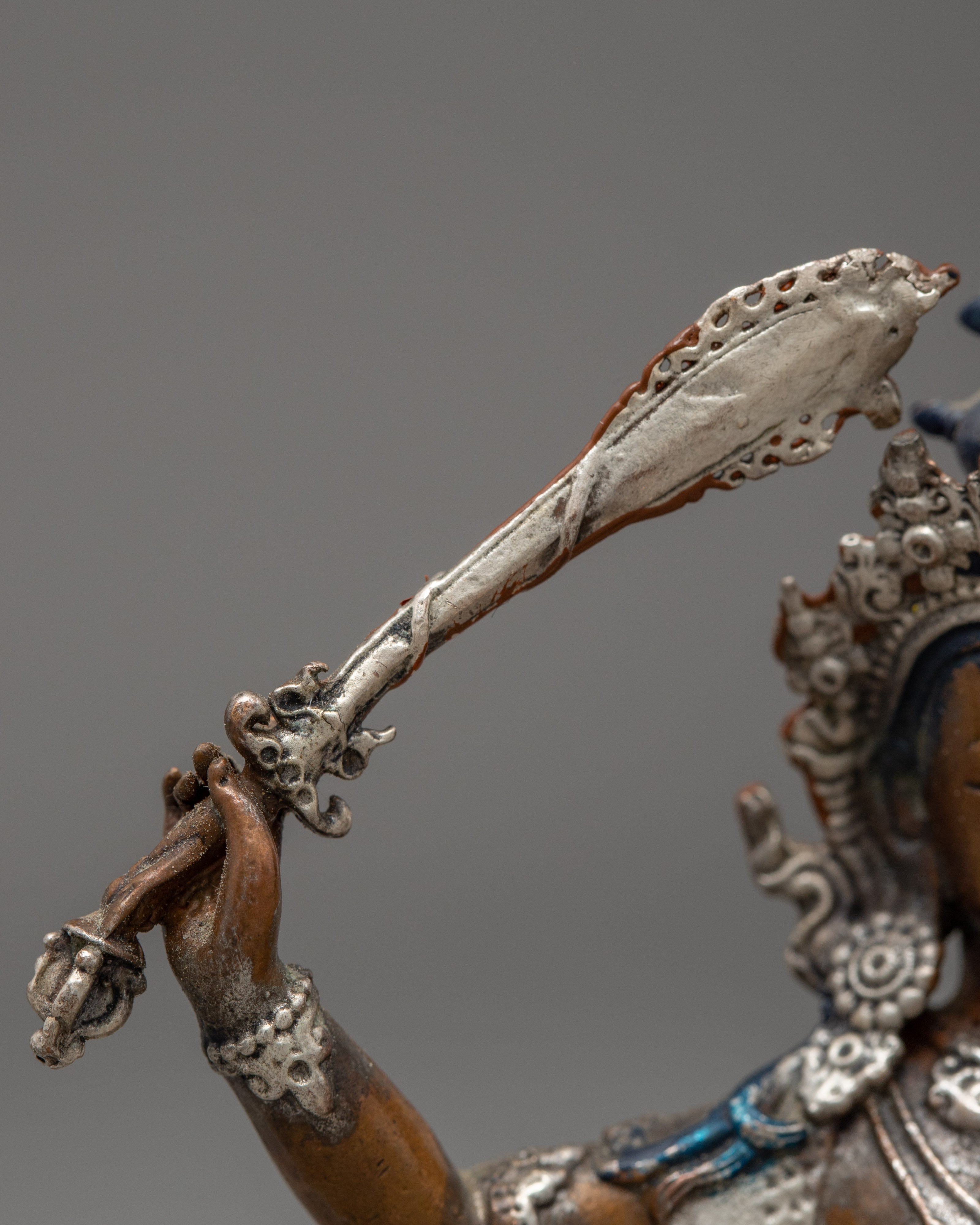 Silver Plated Manjushri Statue | Traditional Himalayan Art