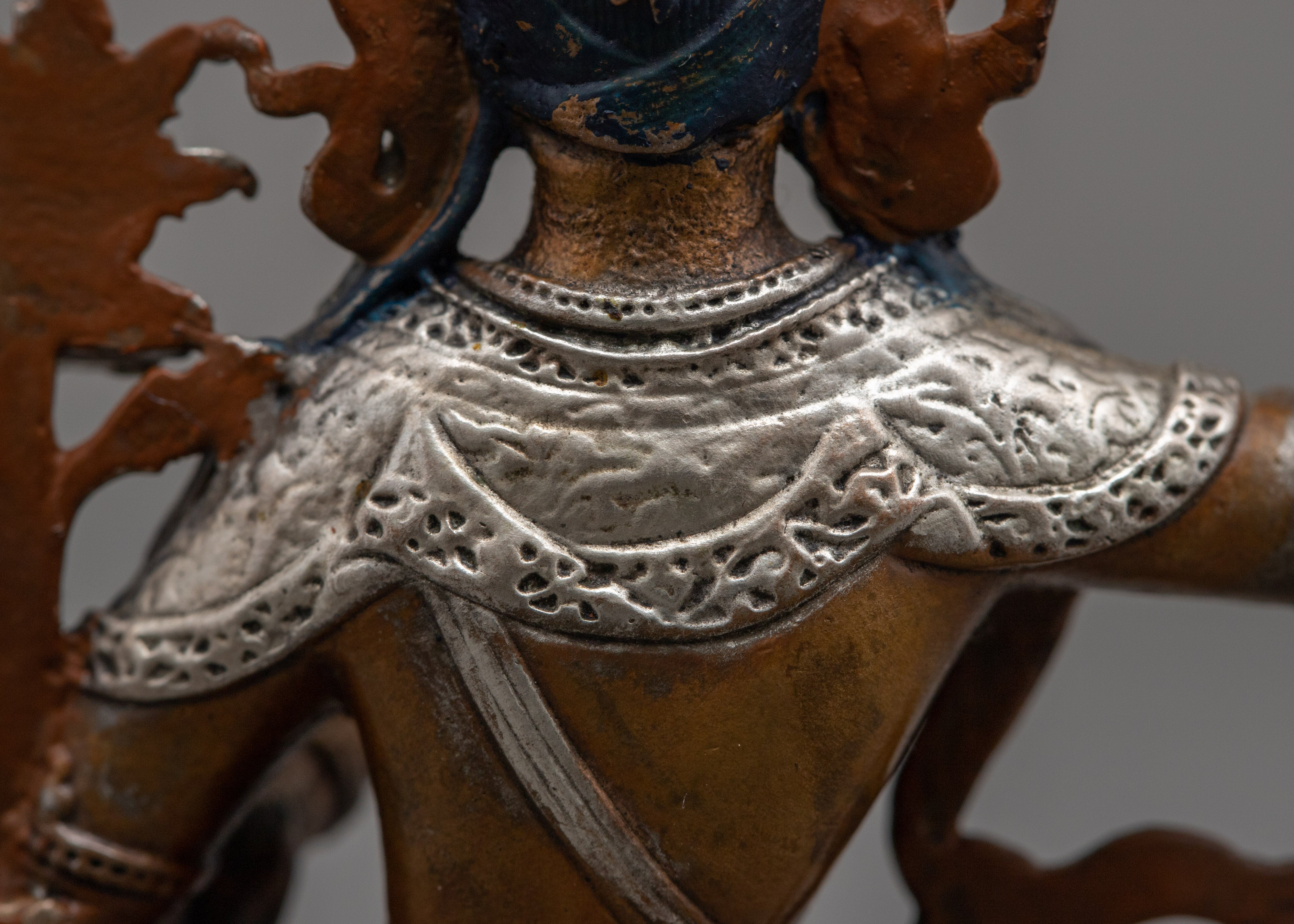 Silver Plated Manjushri Statue | Traditional Himalayan Art