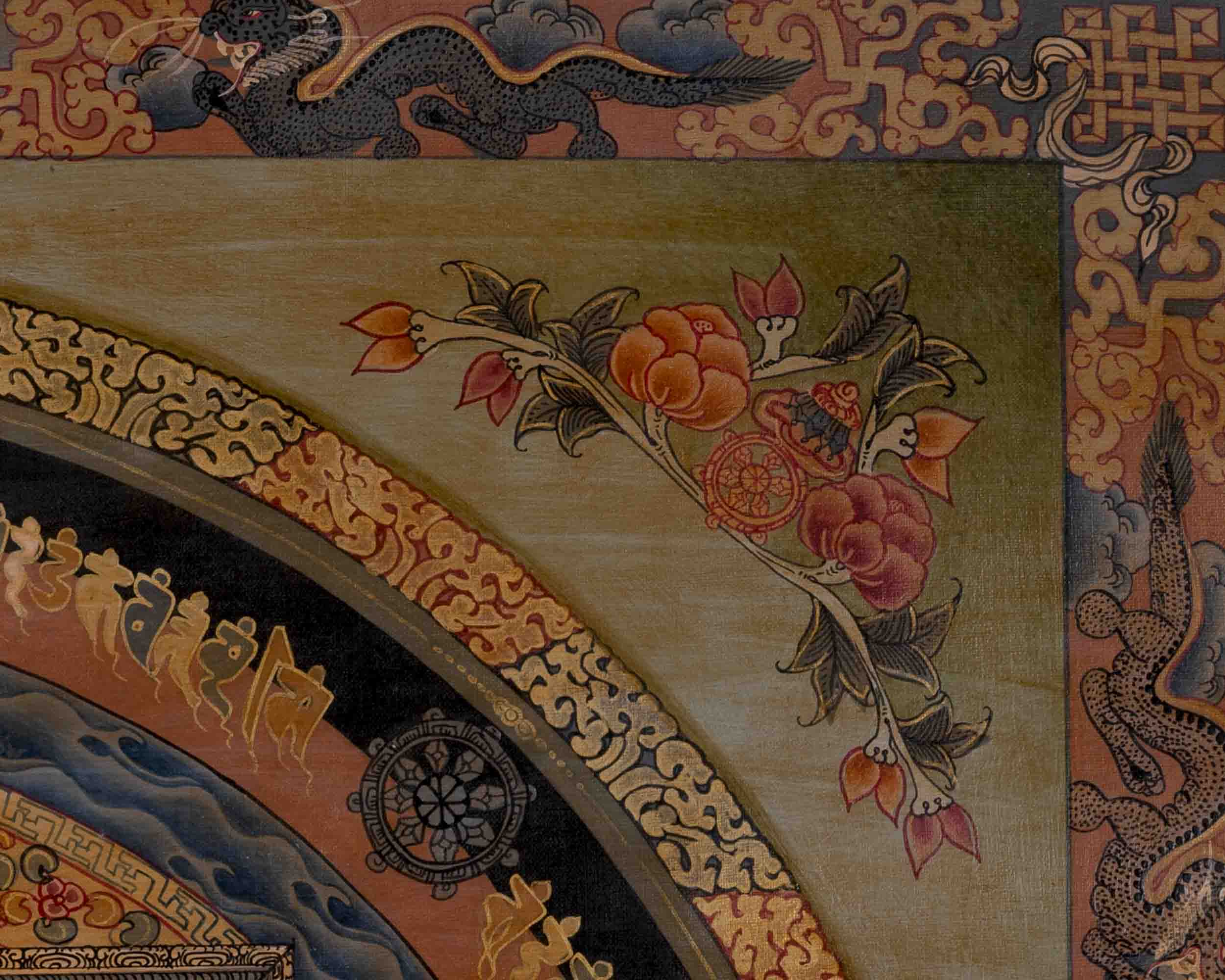 Handpainted Kalachakra Mandala | Traditional Tibetan Thangka | Wall Decors