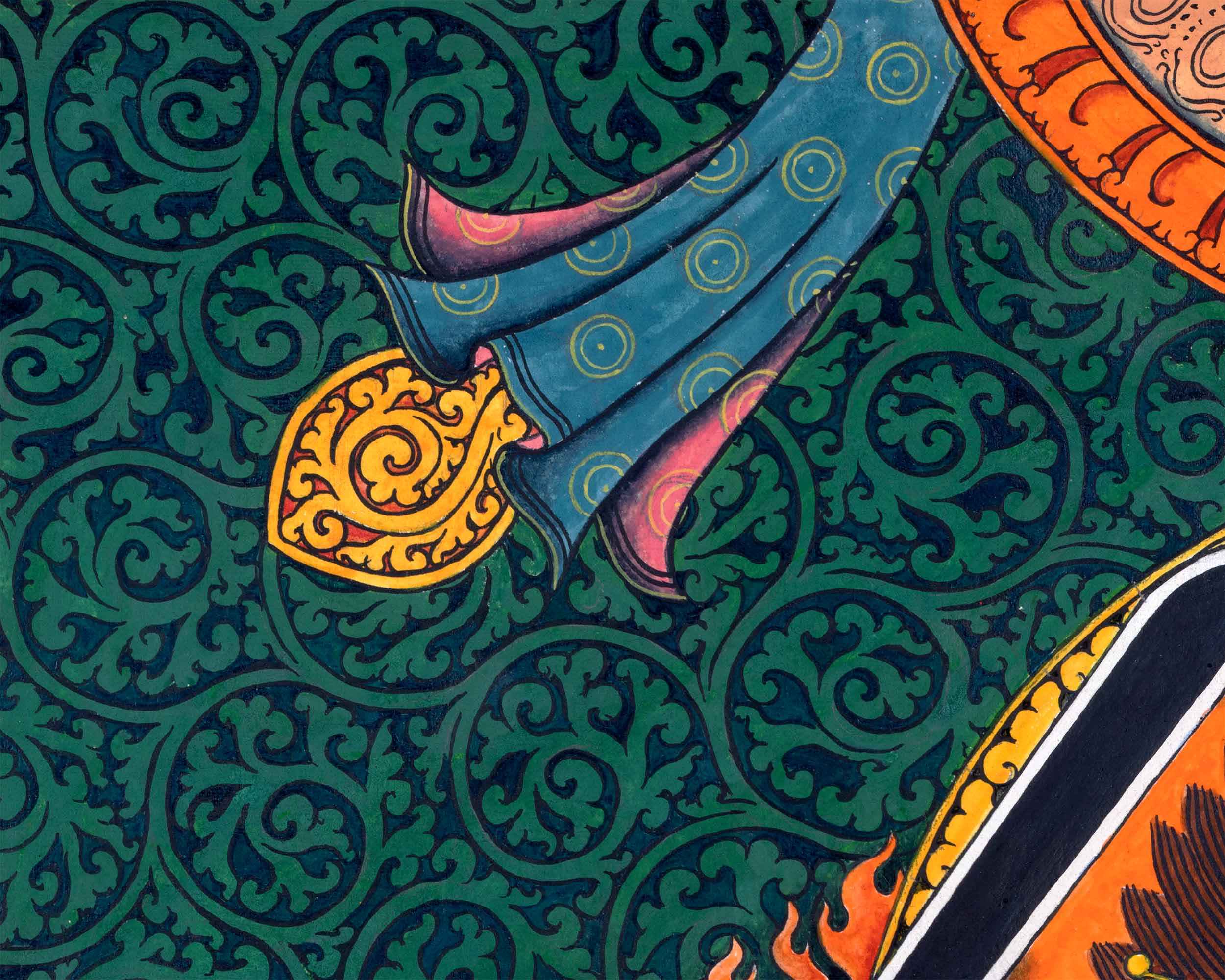 Traditional Newari Pauba Print Of 4 Armed Mahakala | High-Quality Digital Printing