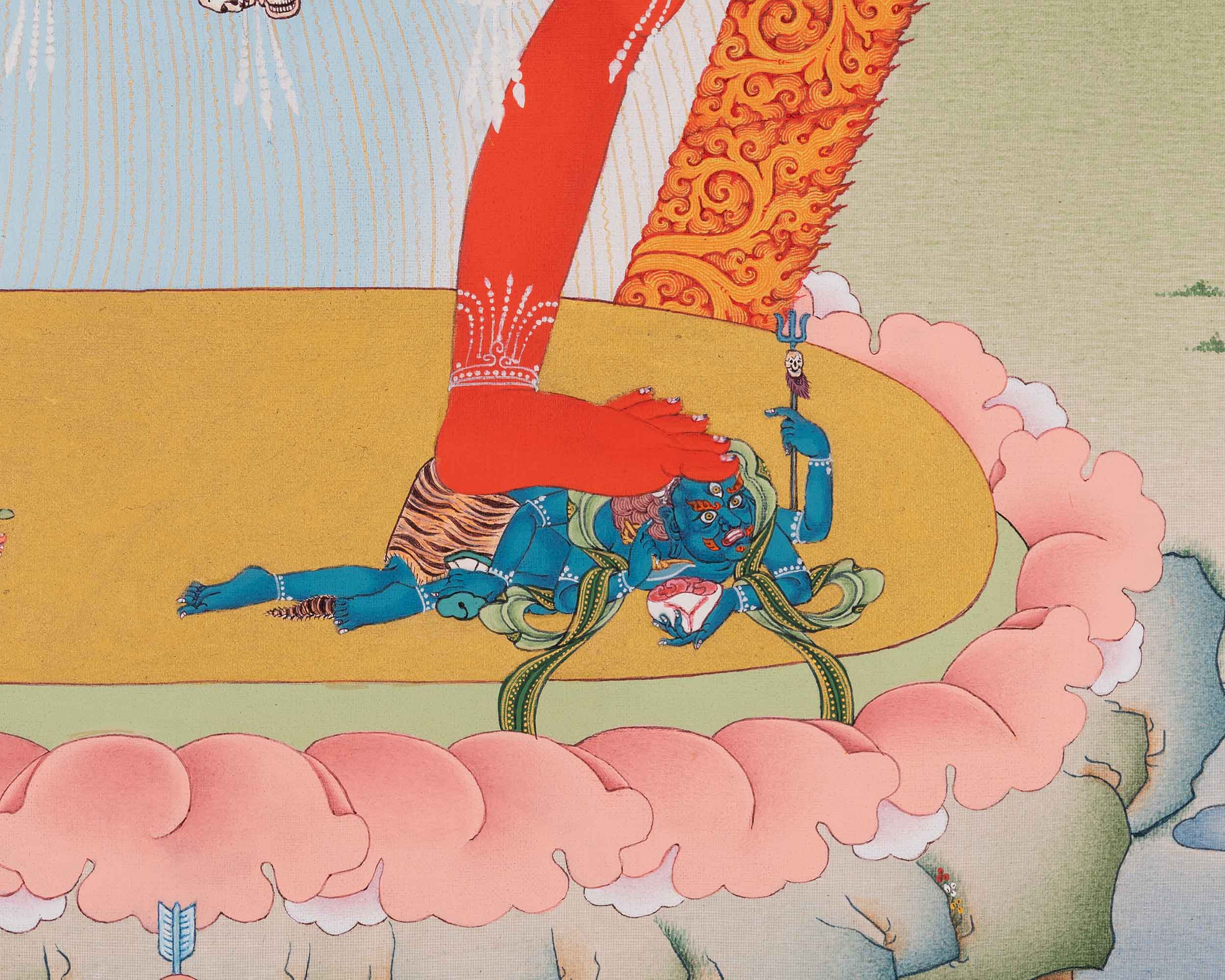 Vajrayogini Art | Tibetan 24K Gold Dakini Painting (includes Brocade)