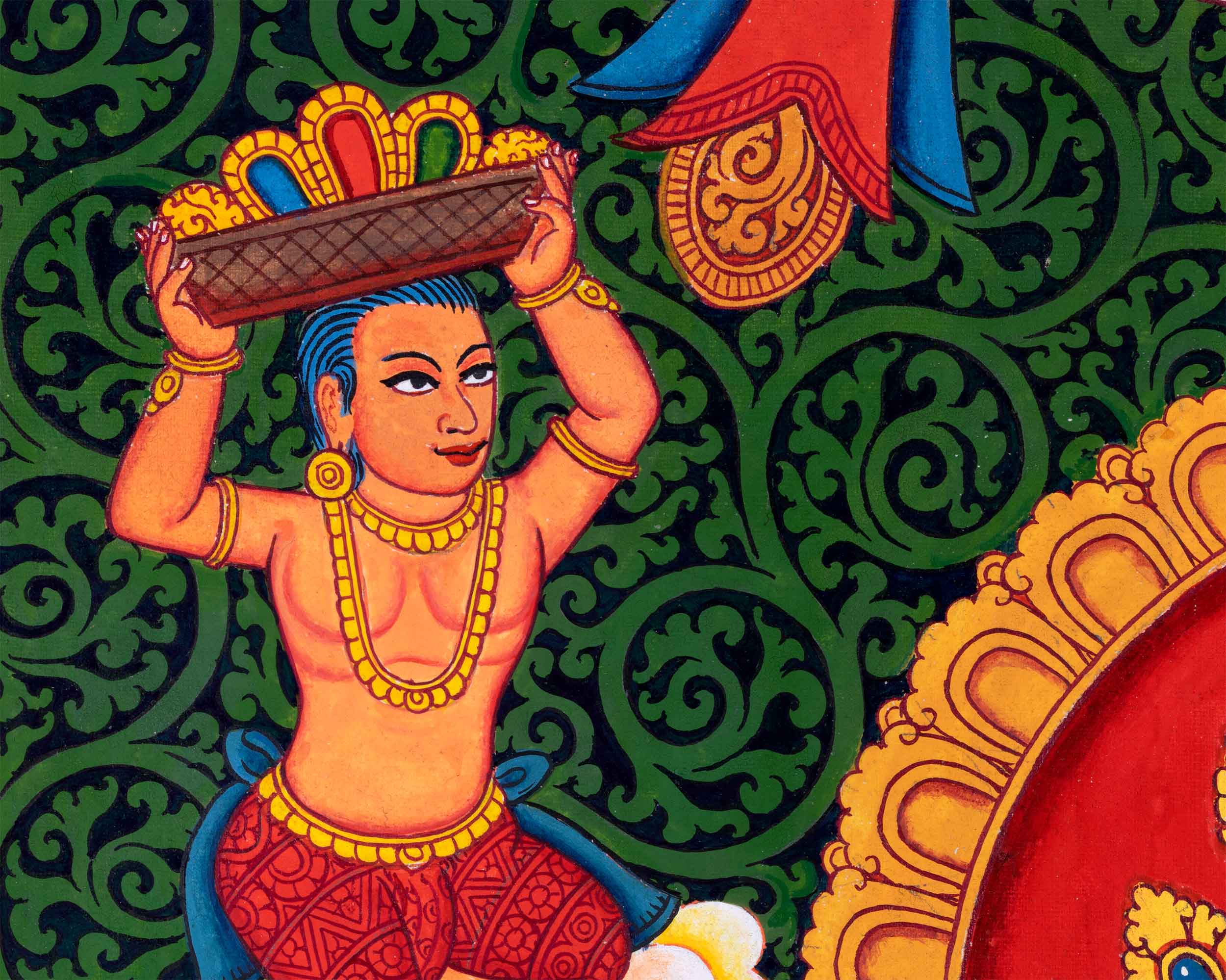 Newari Pauba Art Print For The Practice Of Vajrasattva Mantra | Om Vajrasattva Hum Mantra Practice Art