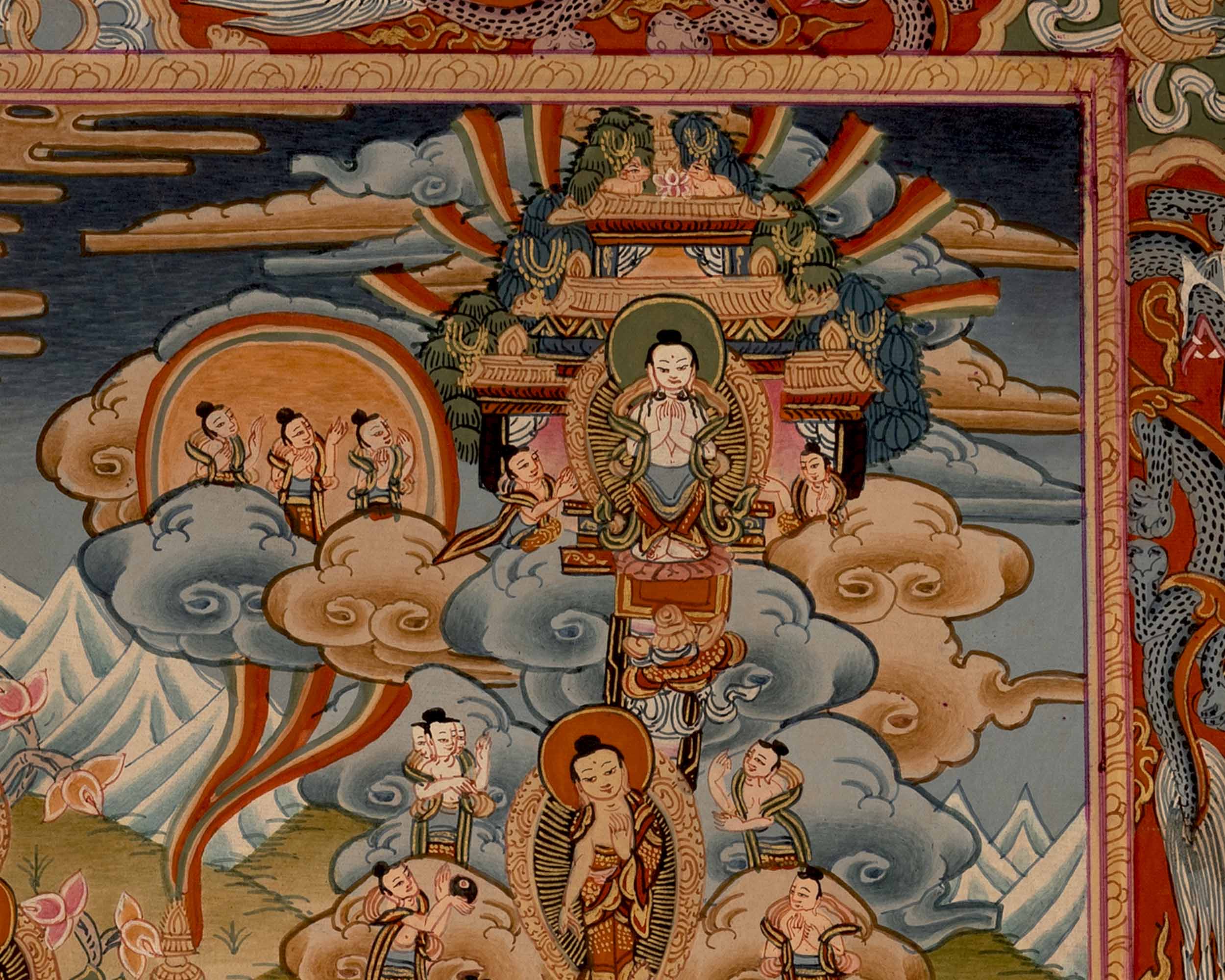 Life Story Of Shakyamuni Buddha | Traditional Tibetan Thangka | Wall Decors