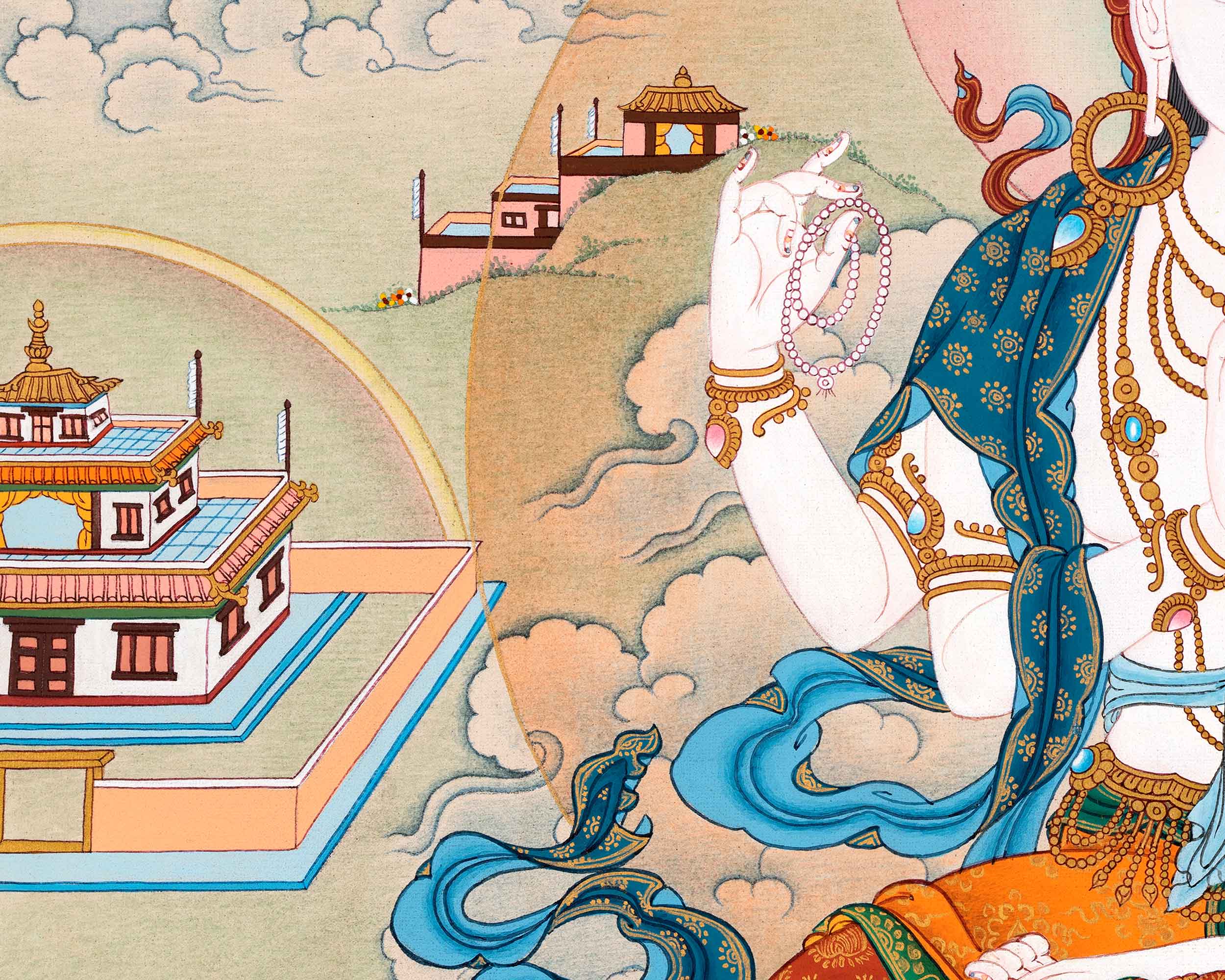 Buddhist Avalokiteshvara Thangka | Traditional Hand Painted Artwork