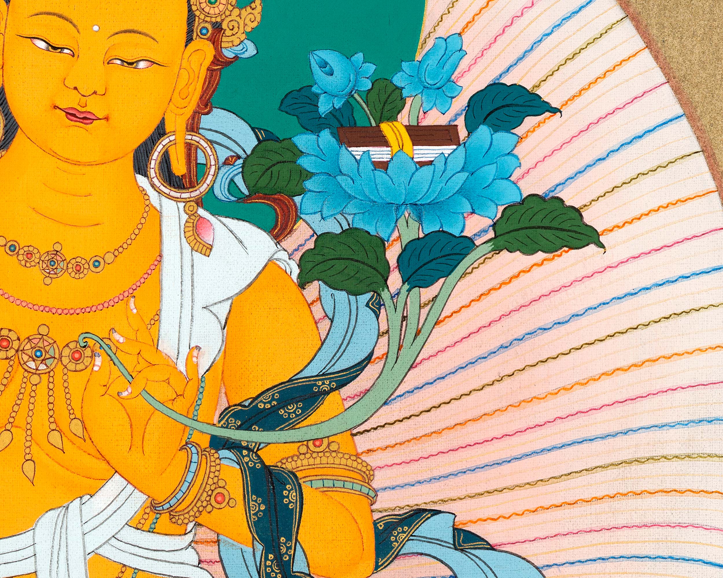 Manjushree Thangka | Manjushri With Others | Tibetan Thangka Painting