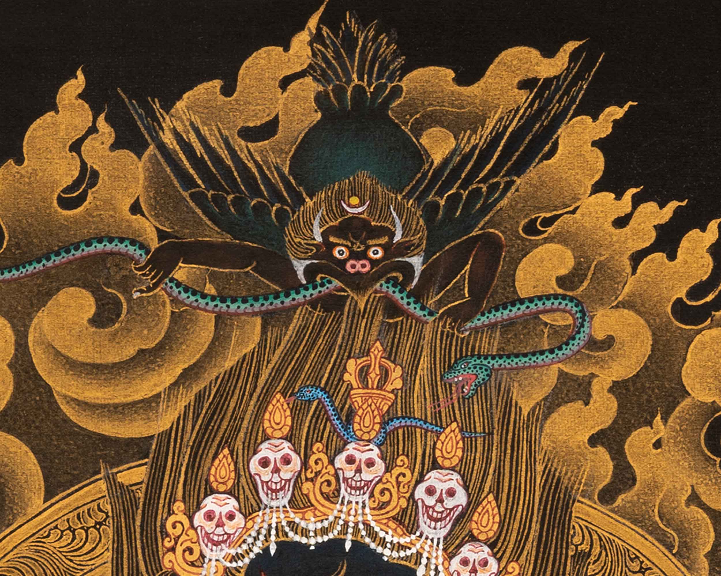 Hand-Painted Himalayan Thangka Of Sakya Mahakala | The Protector Of the Dharma