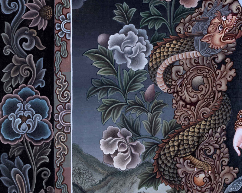 Arya Avalokiteshvara Digital Pauba Print | Chenrezig The Bodhisattva Of Compassion Art For Room Decoration