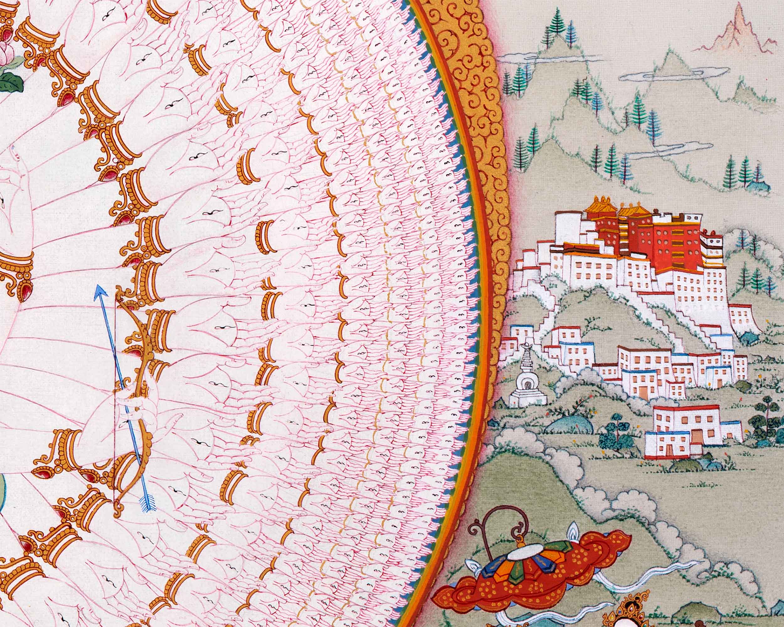 1000 Armed Chenrezig Avalokiteshvara Thangka | Tibetan Buddhist Art