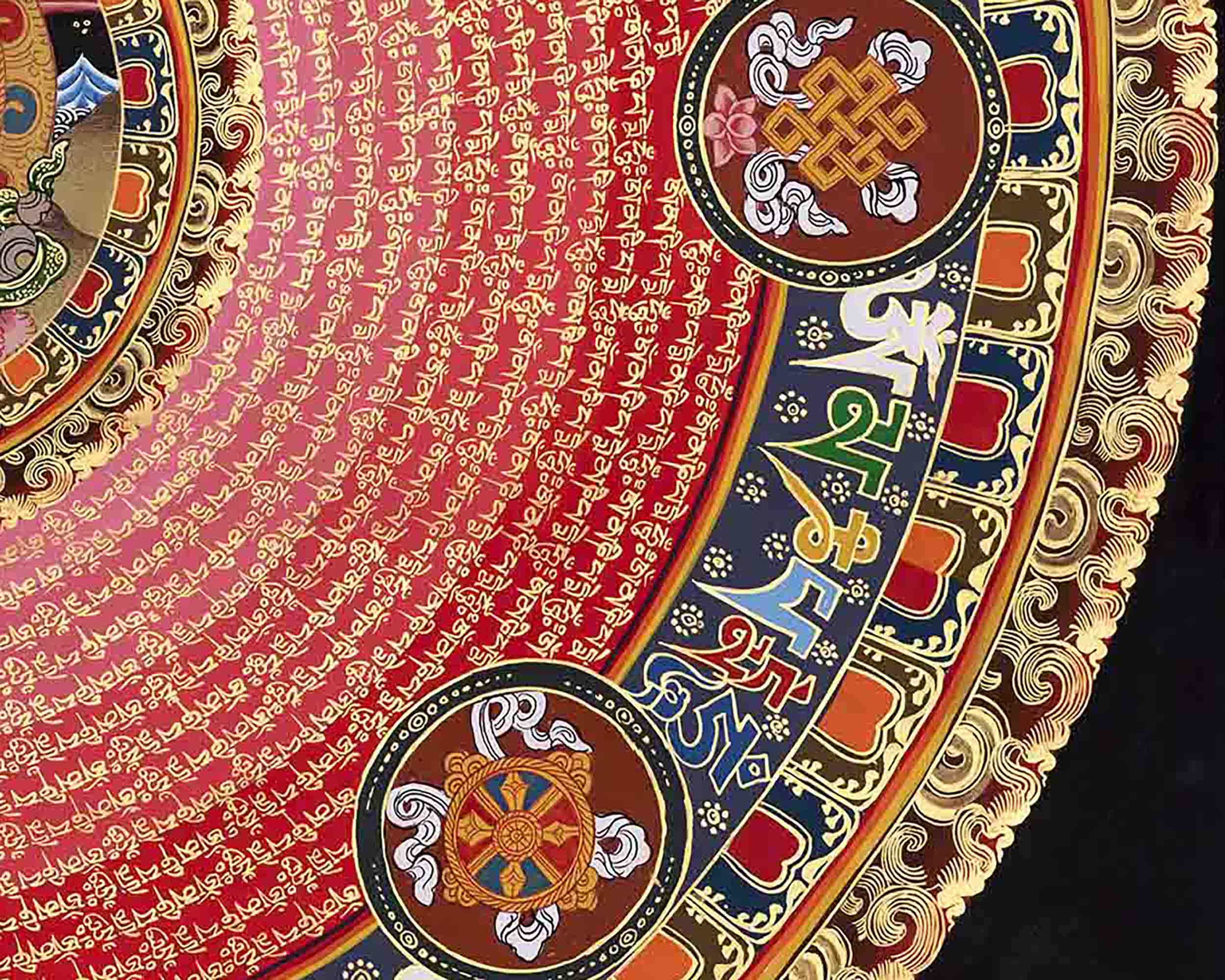 White Tara Mantra Mandala Thangka | Sacred Thangka Painting