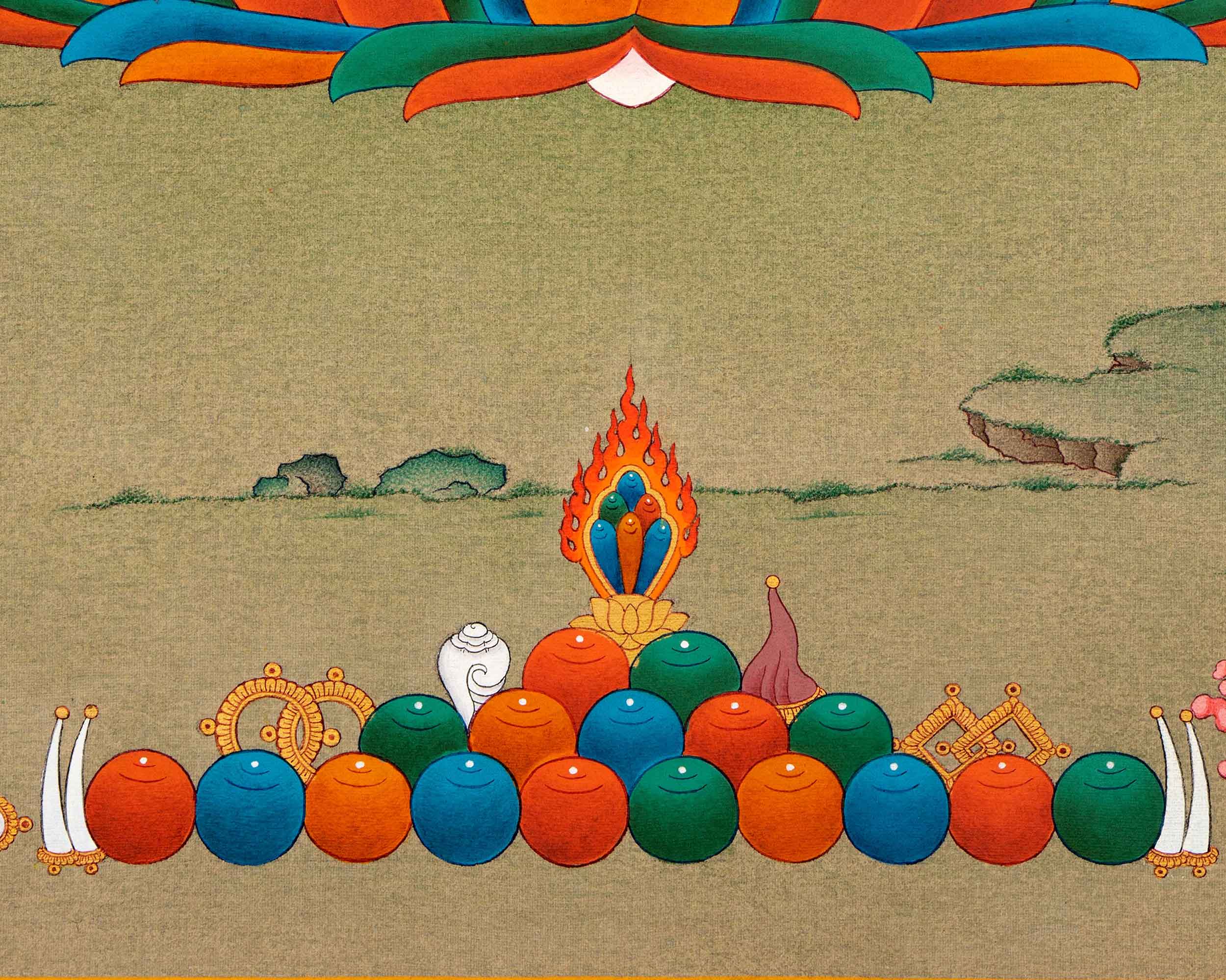 Small Avalokiteshvara Thangka | Traditionally Hand Painted 24K Gold Buddhist Painting