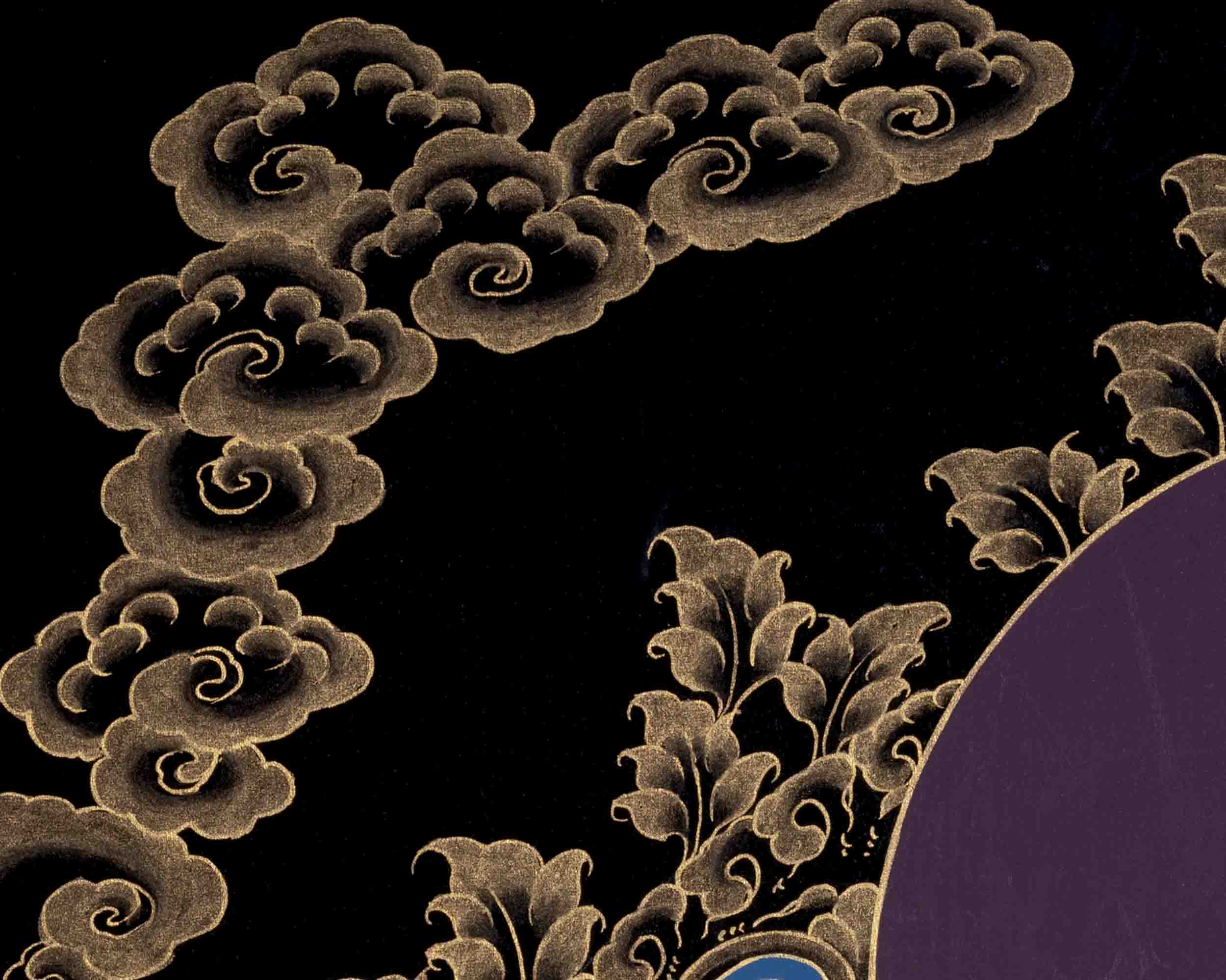 Black And Gold Style Guru Rinpoche Thangka | Art Painting