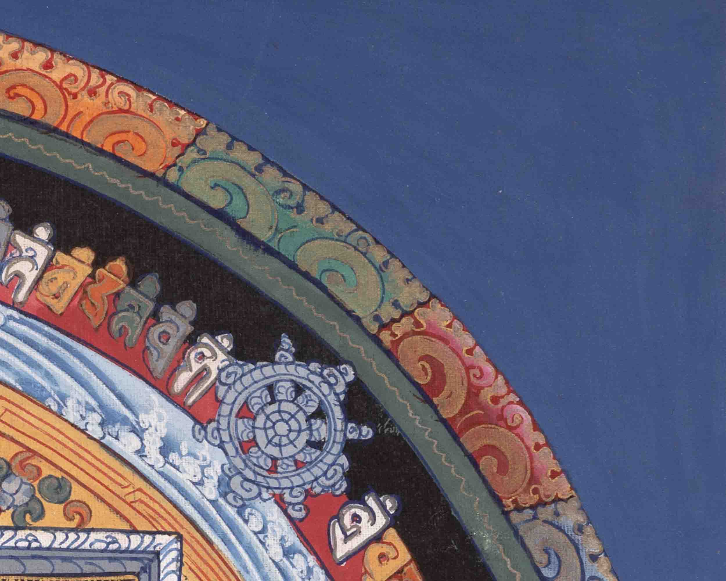 Kalachakra Mandala With Dragon Border | Religious Buddhist Thangka