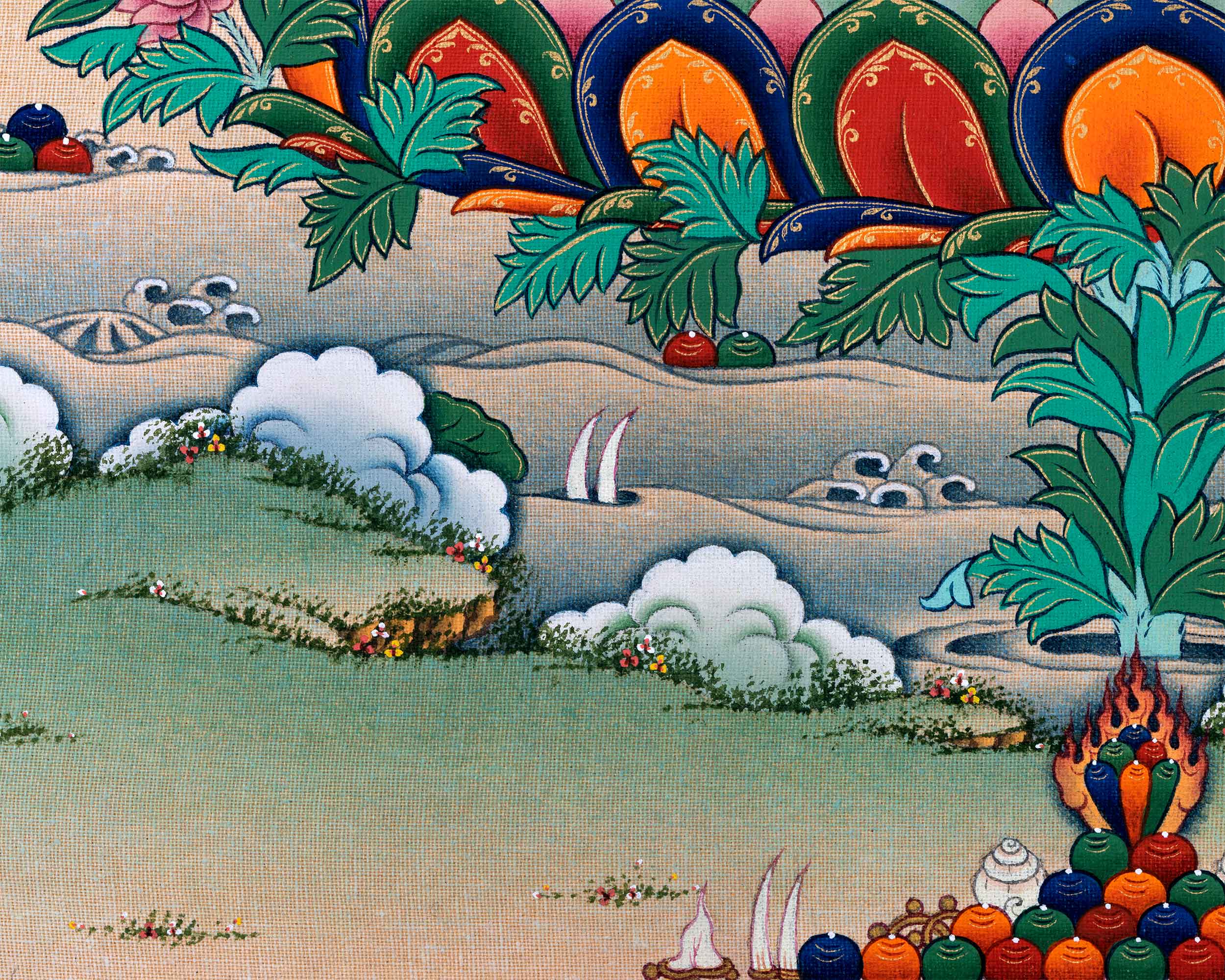 Guru Rinpoche Empowerment Thangka Print | Tibetan Poster Of Lotus Born Master