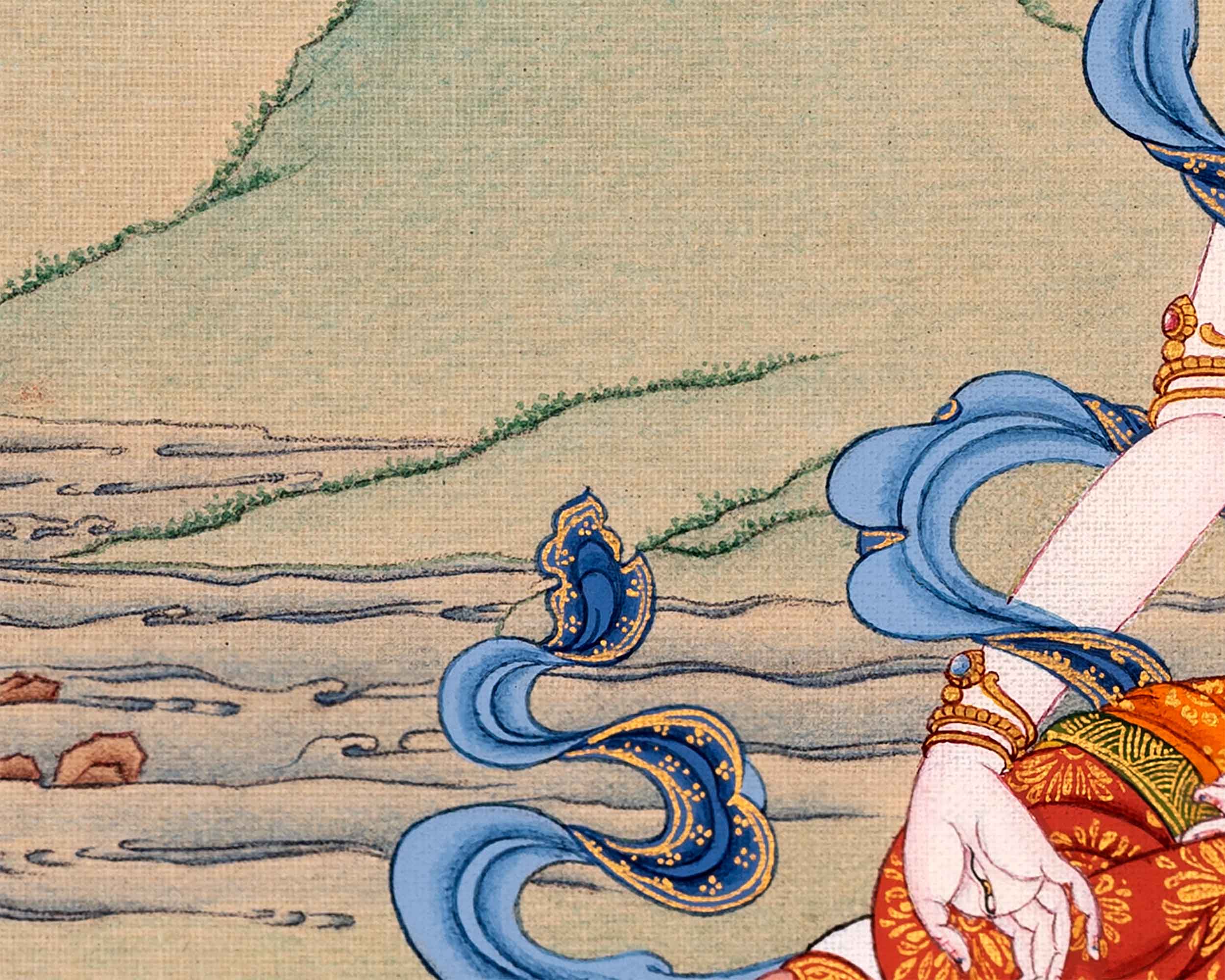 24K Gold White Tara Goddess Thangka | Traditional Tibetan Art