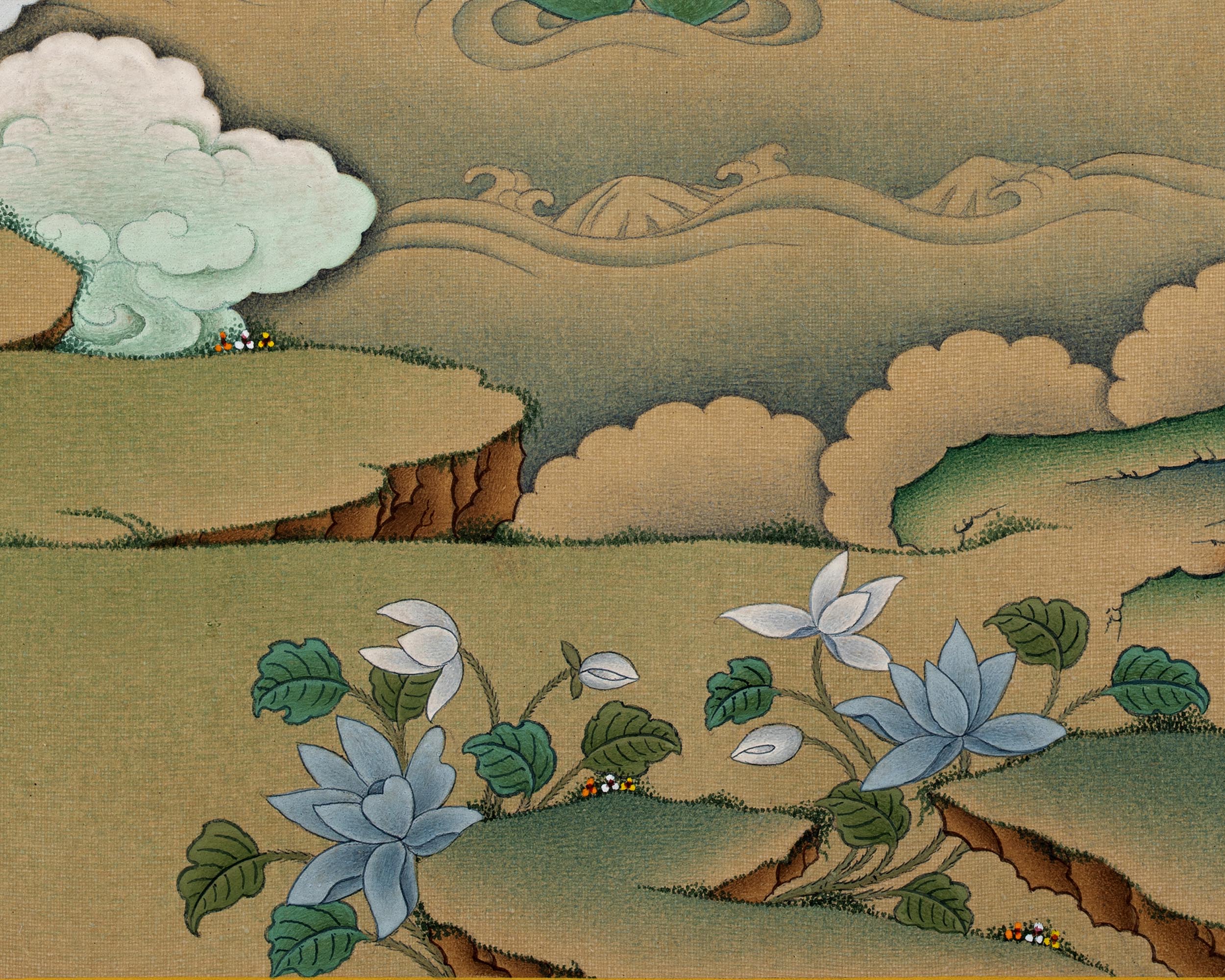 A Tibetan Bodhisattva Thangka Print | White Tara, Amitayus and Namgyalma Painting