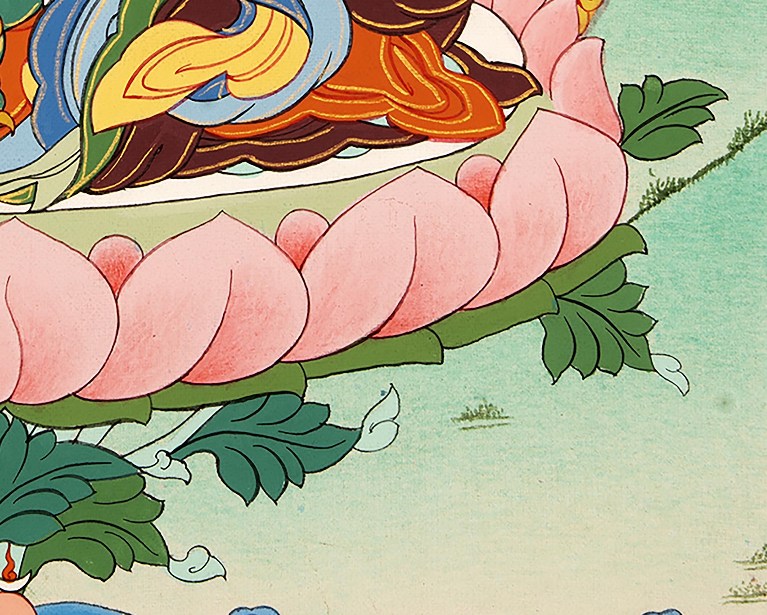 Traditional Made Thangka Of Guru Rinpoche | Hand Painted Lotus Born Master