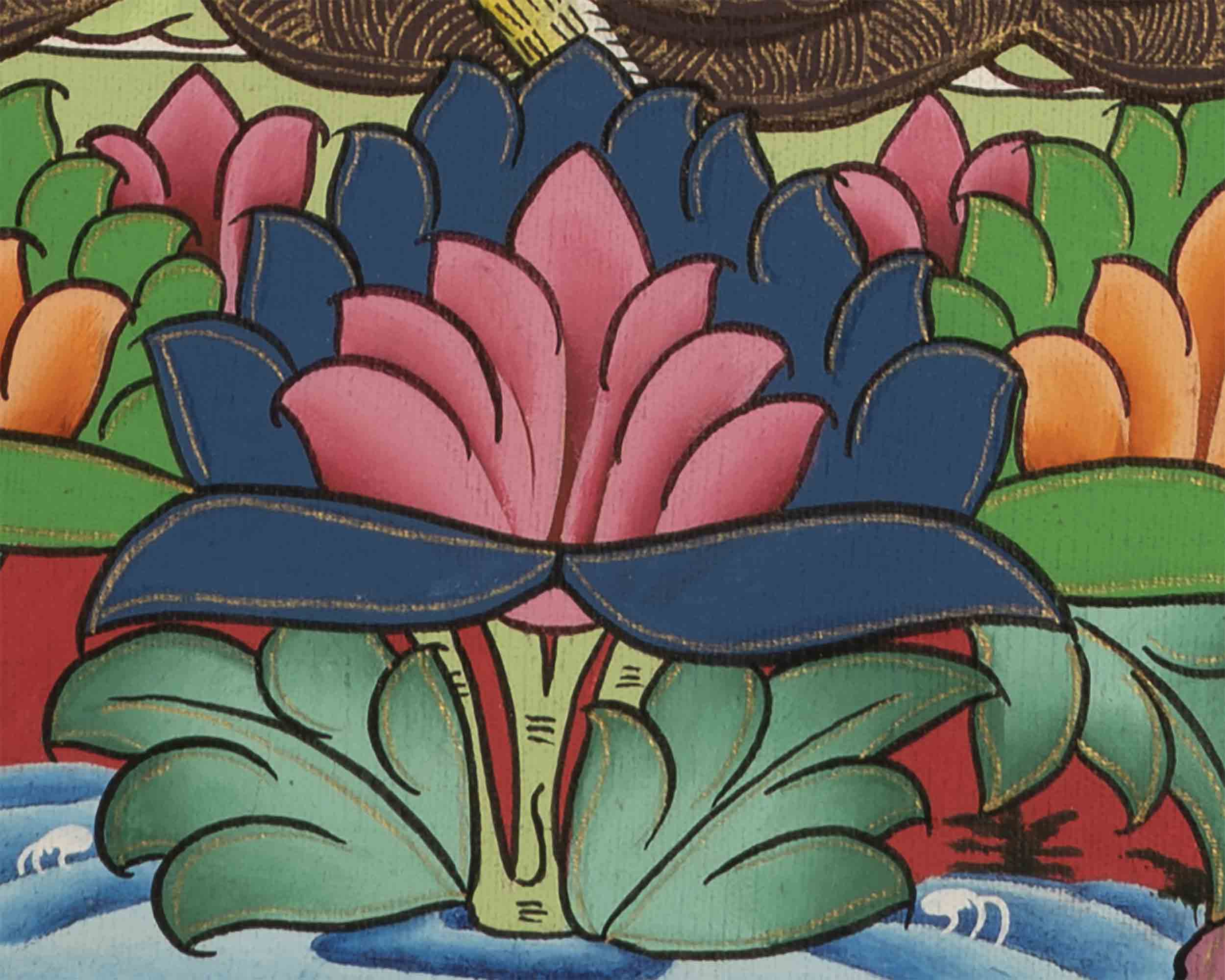 Guru Rinpoche Thangka | Religious Wall Decoration Painting | Religious Gift