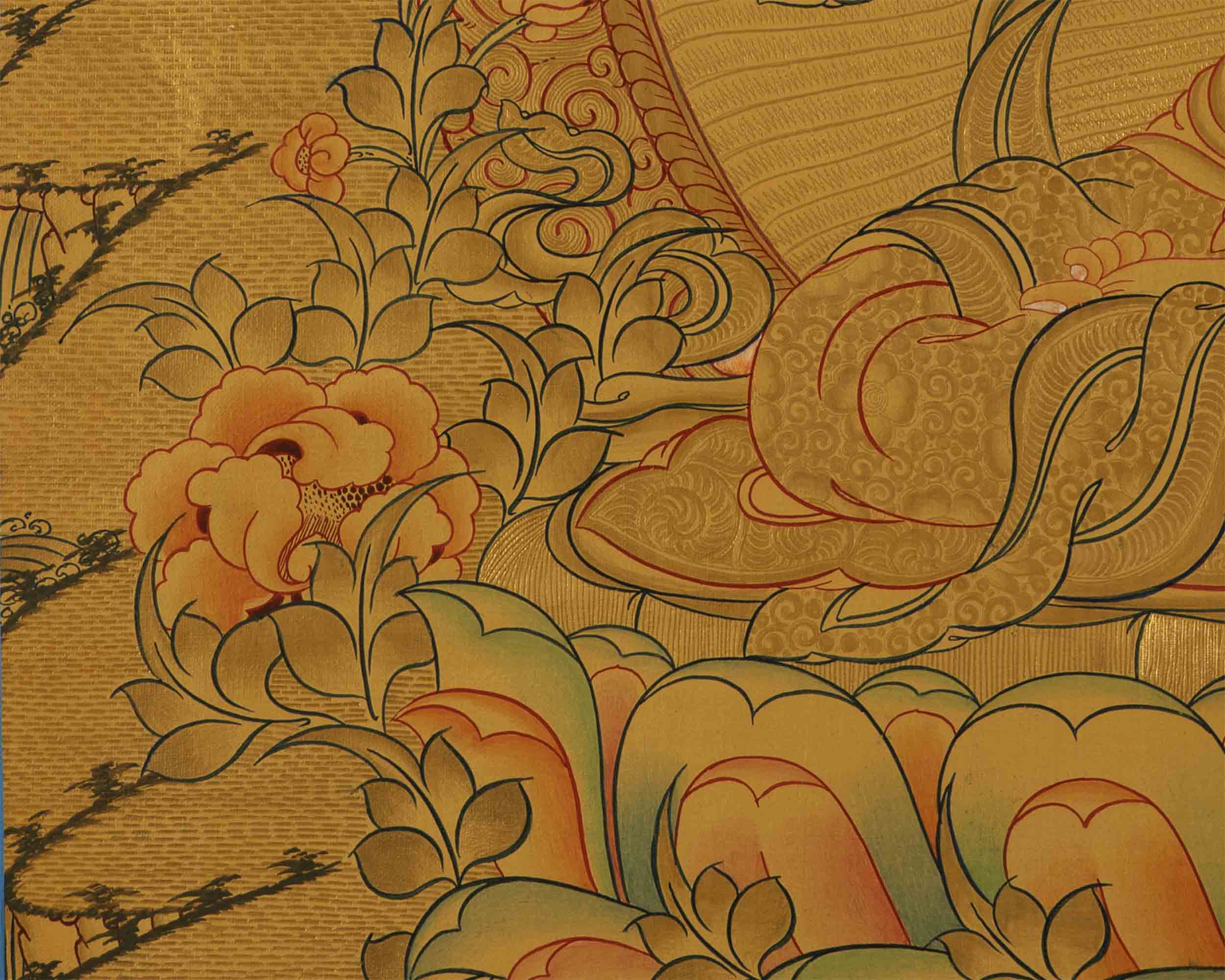 Gold Style Manjushree Thangka | Home Wall Hanging Thanka