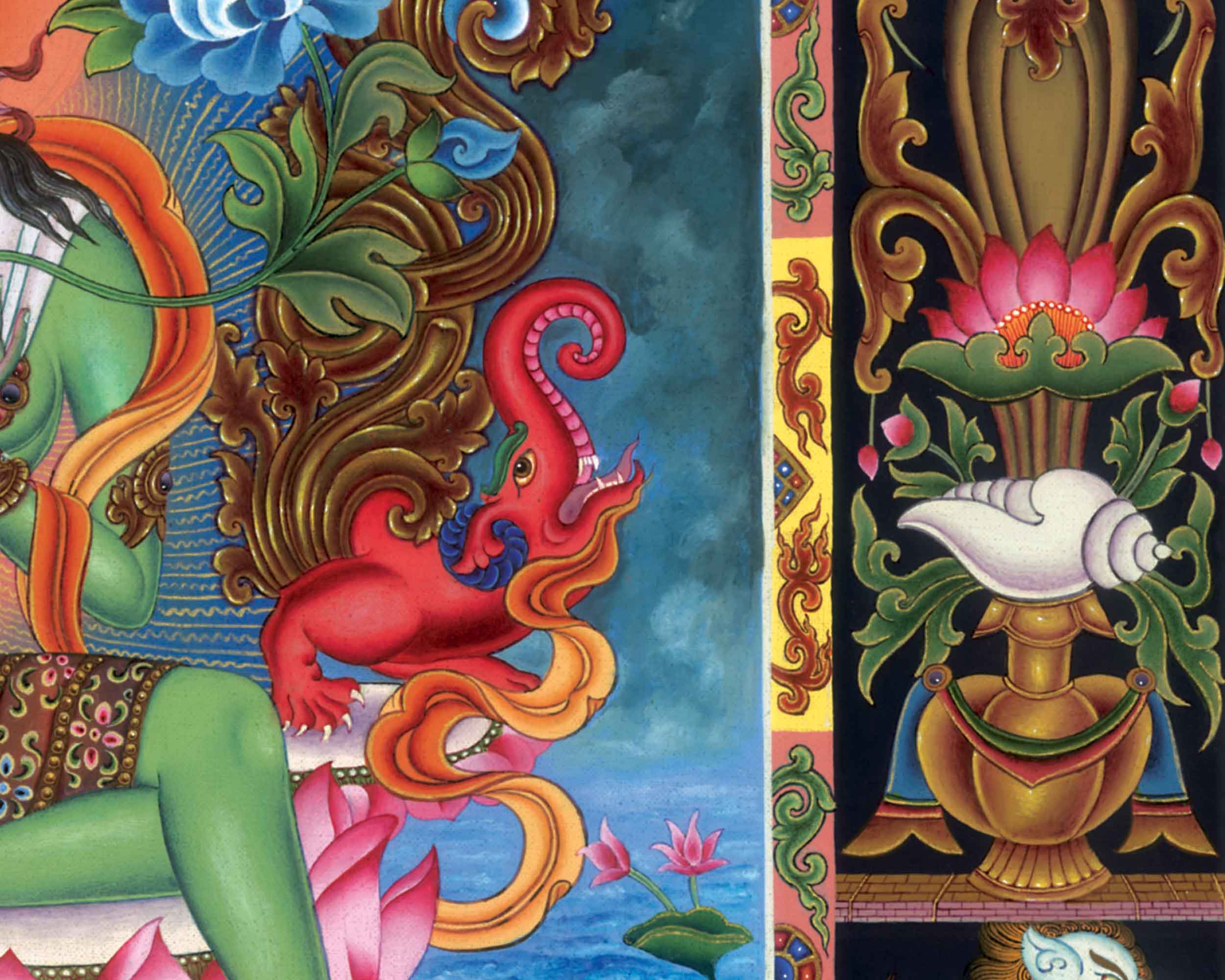 Tibetan Green Tara Prints | Giclee Canvas Digital Prints