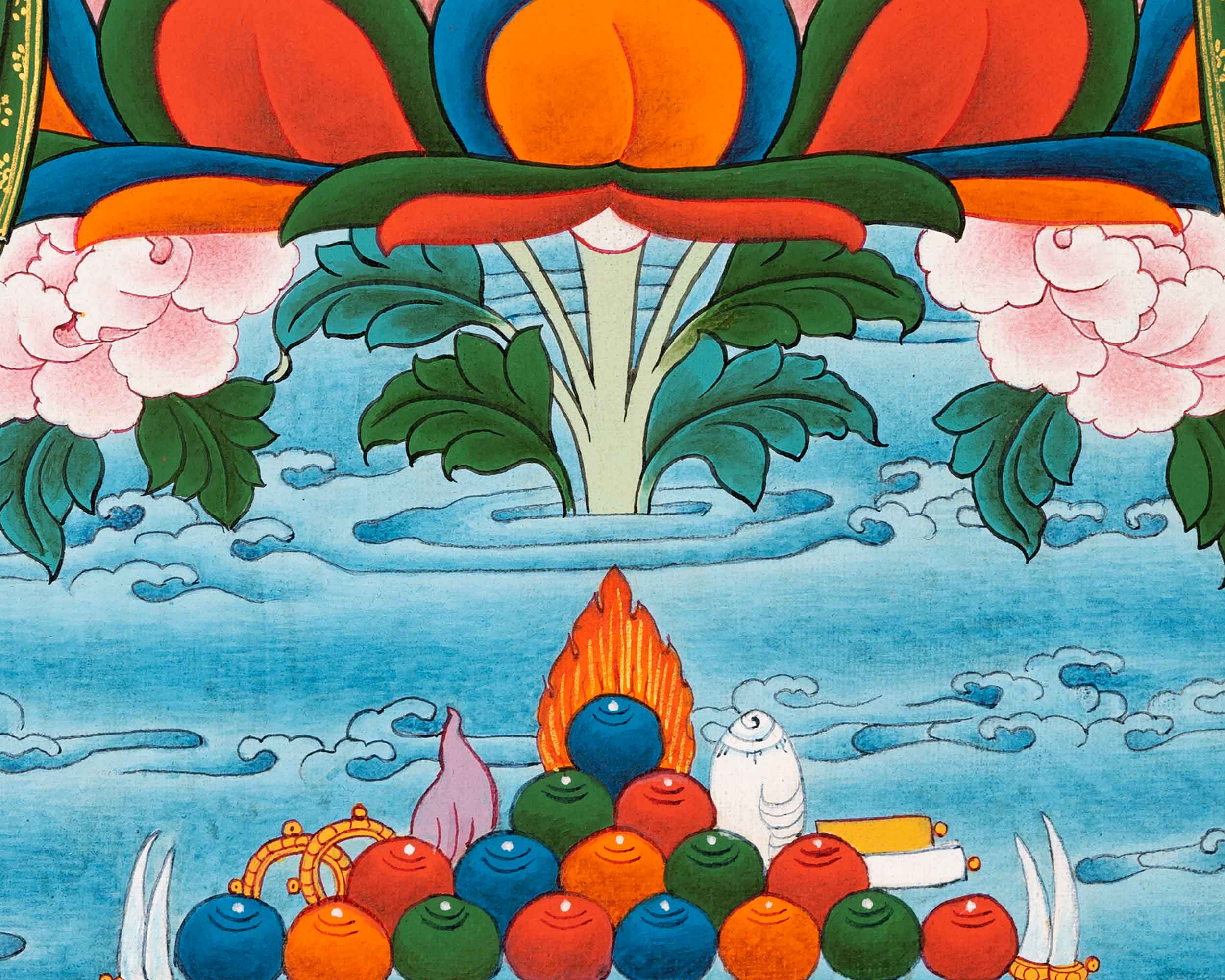 Manjushri Art Thangka | Finely Hand Painted in Cotton Canvas