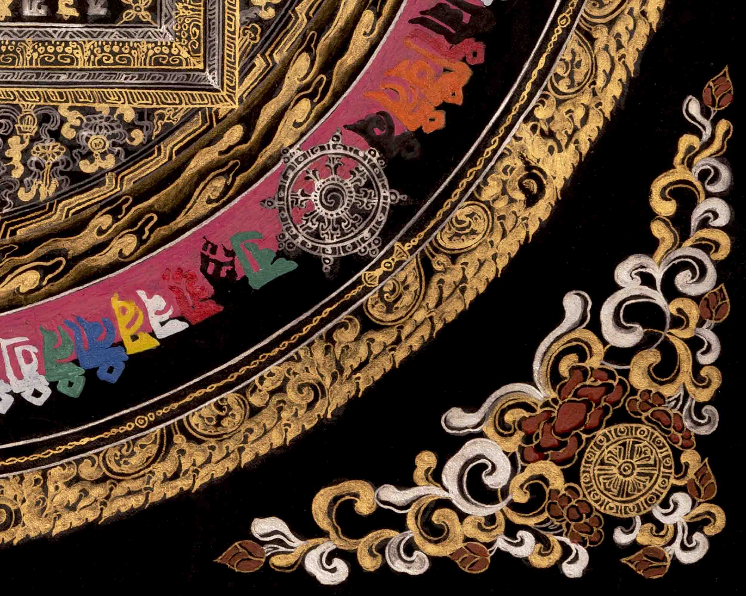 Kalachakra Mandala Thangka | Full 24K Gold Style Art | Religious Wall Decors