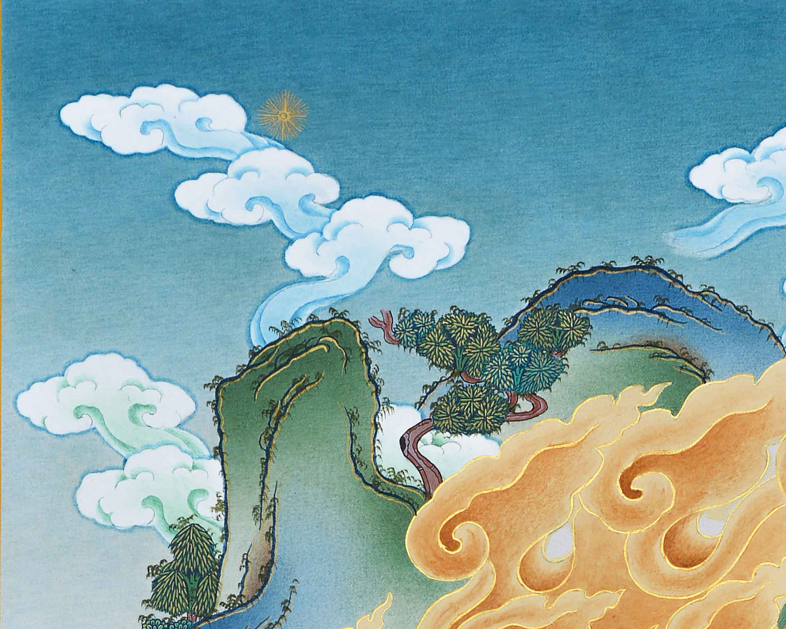 Himalayan Hand-Made Palden Lhamo Mantra Practice Thangka | Tibetan Deity Art On Cotton Canvas