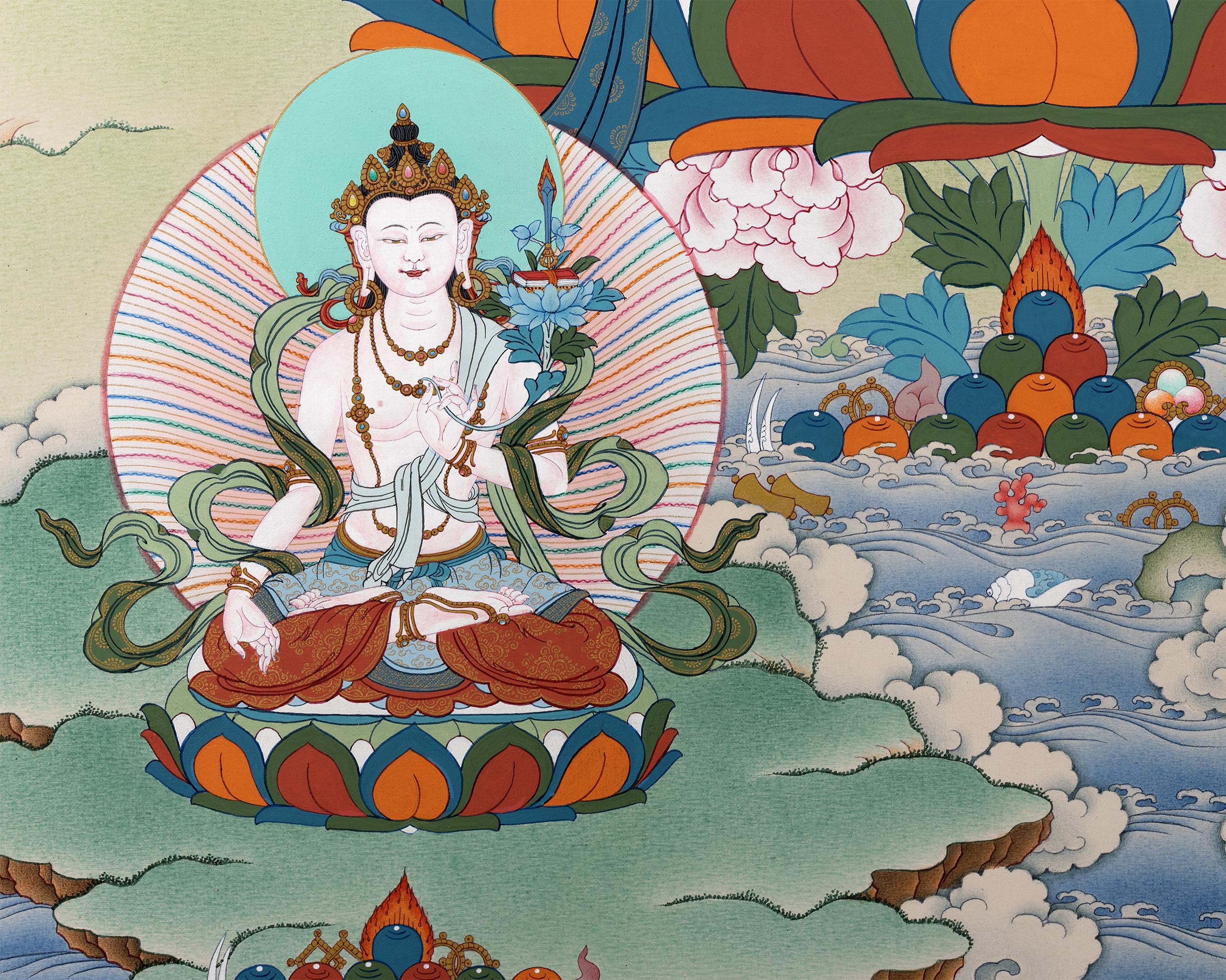 5 Manjushree Thangka | Hand Painted Tibetan Art | Manjushri Painting