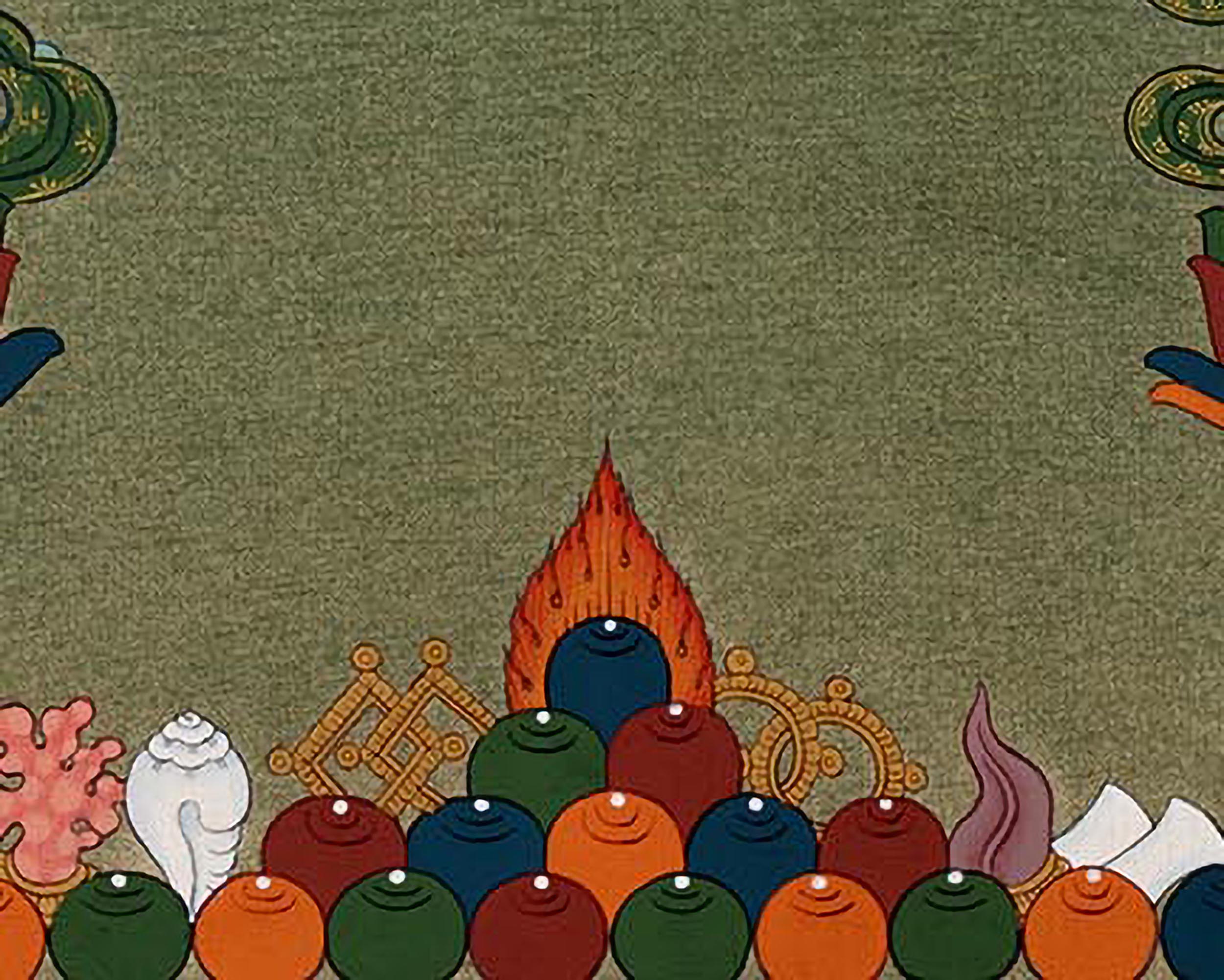 White Tara With Amitayus and Namgyalma Thangka | Long Life Deities | Tibetan Art