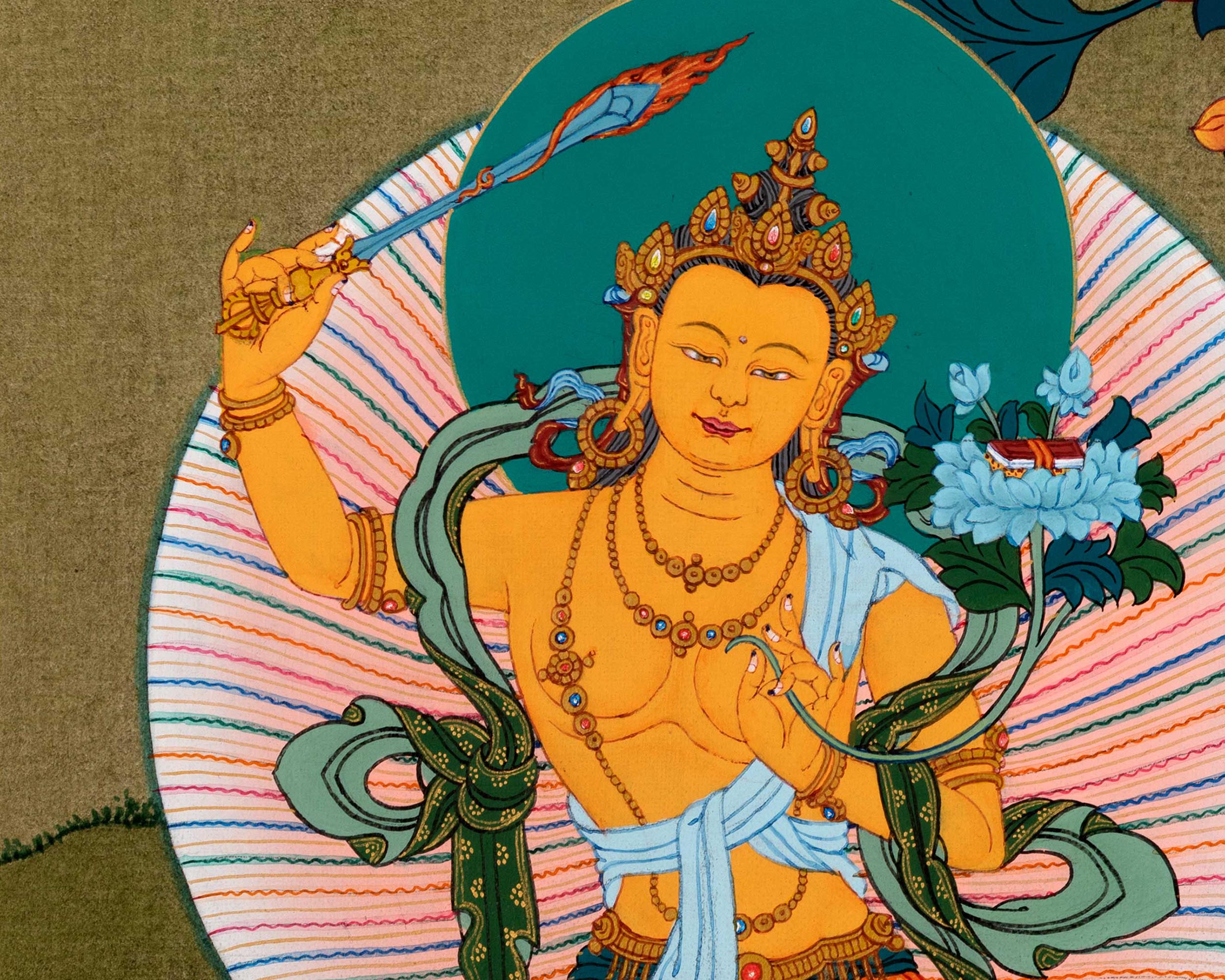 Chenrezig With Manjushri And Vajrapani | Bodhisattva Thangka