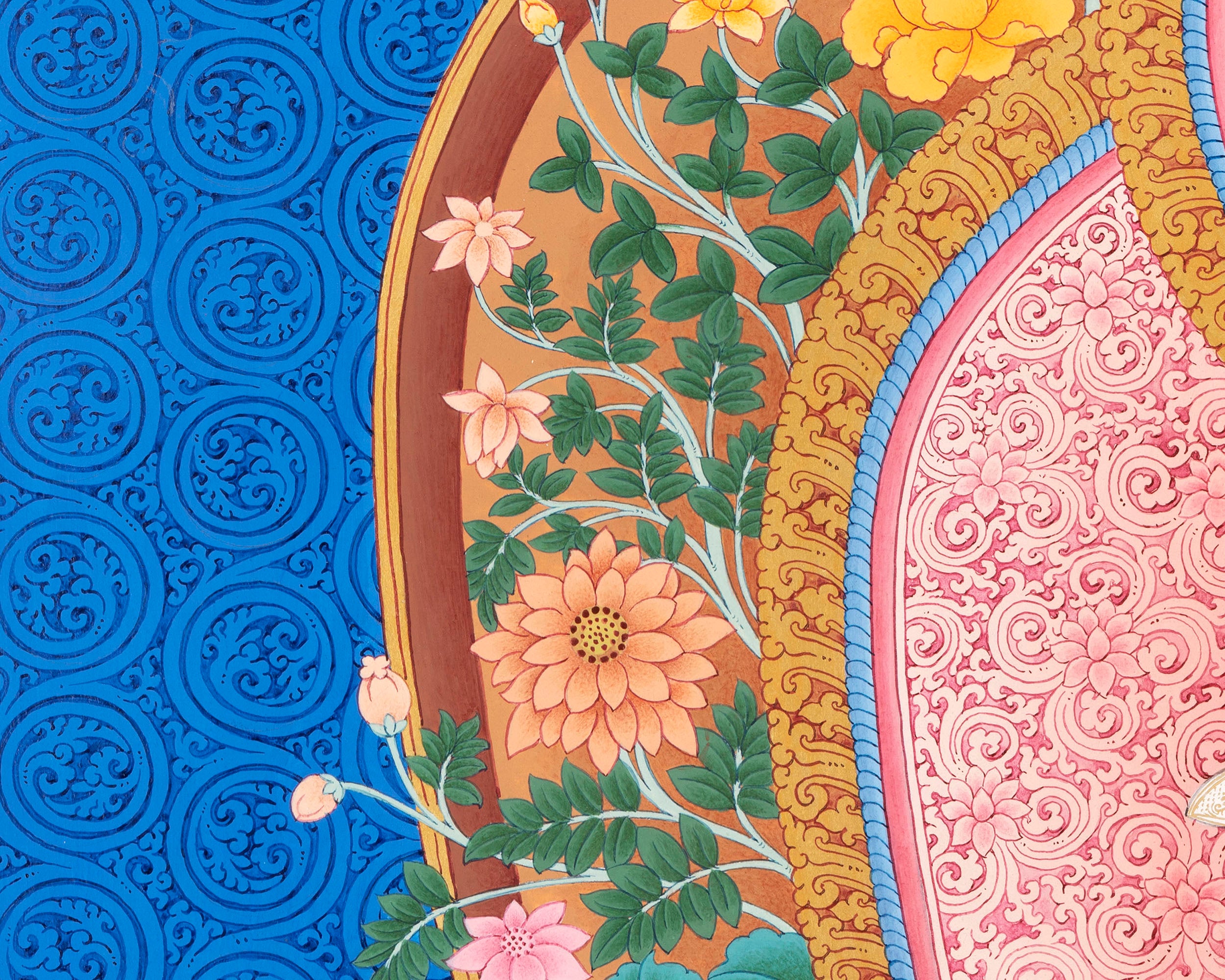 Thangka of Green Tara | Compassion and Protection | Silk Brocade Mounted