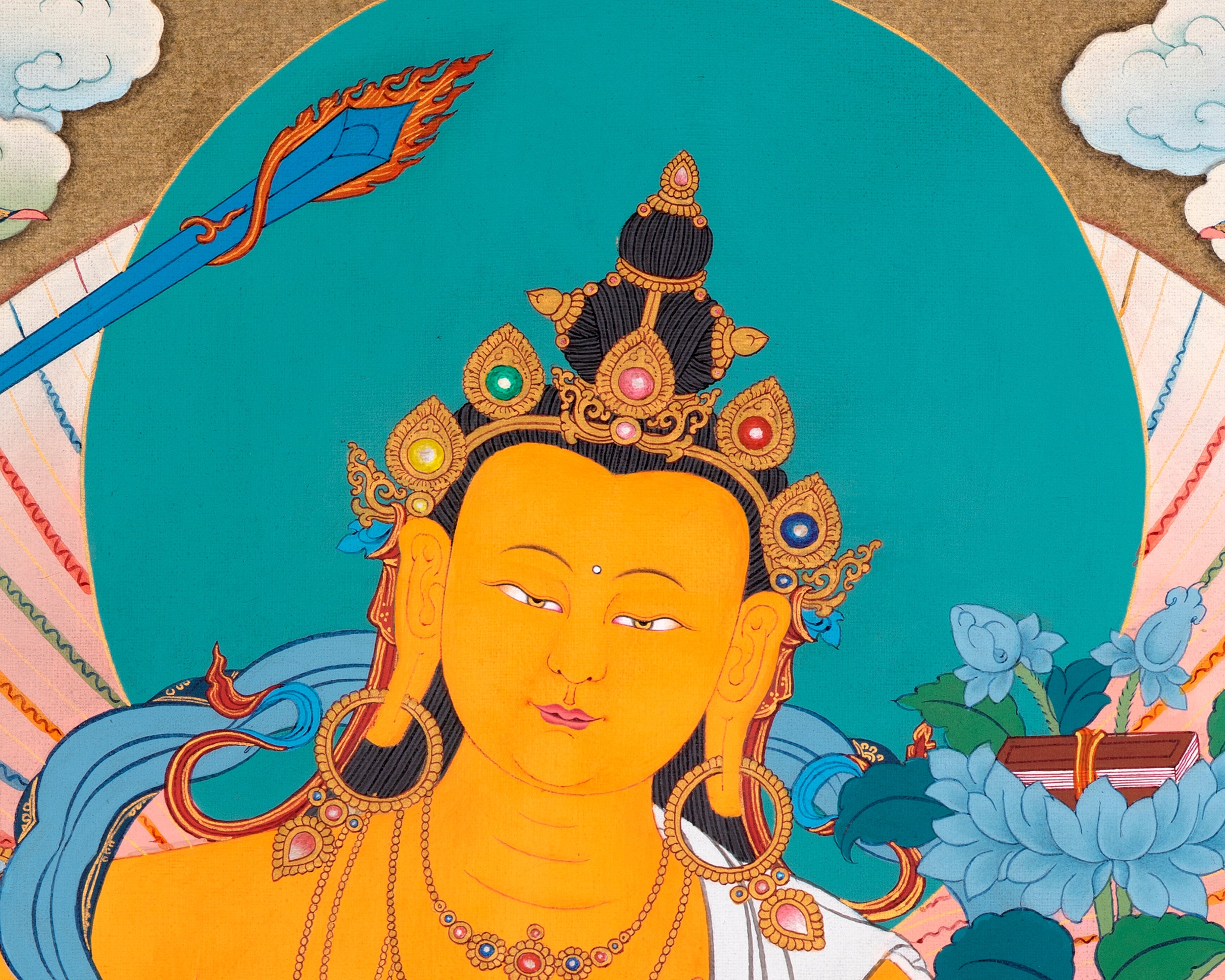5 Manjushree Thangka | Hand Painted Tibetan Art | Manjushri Painting