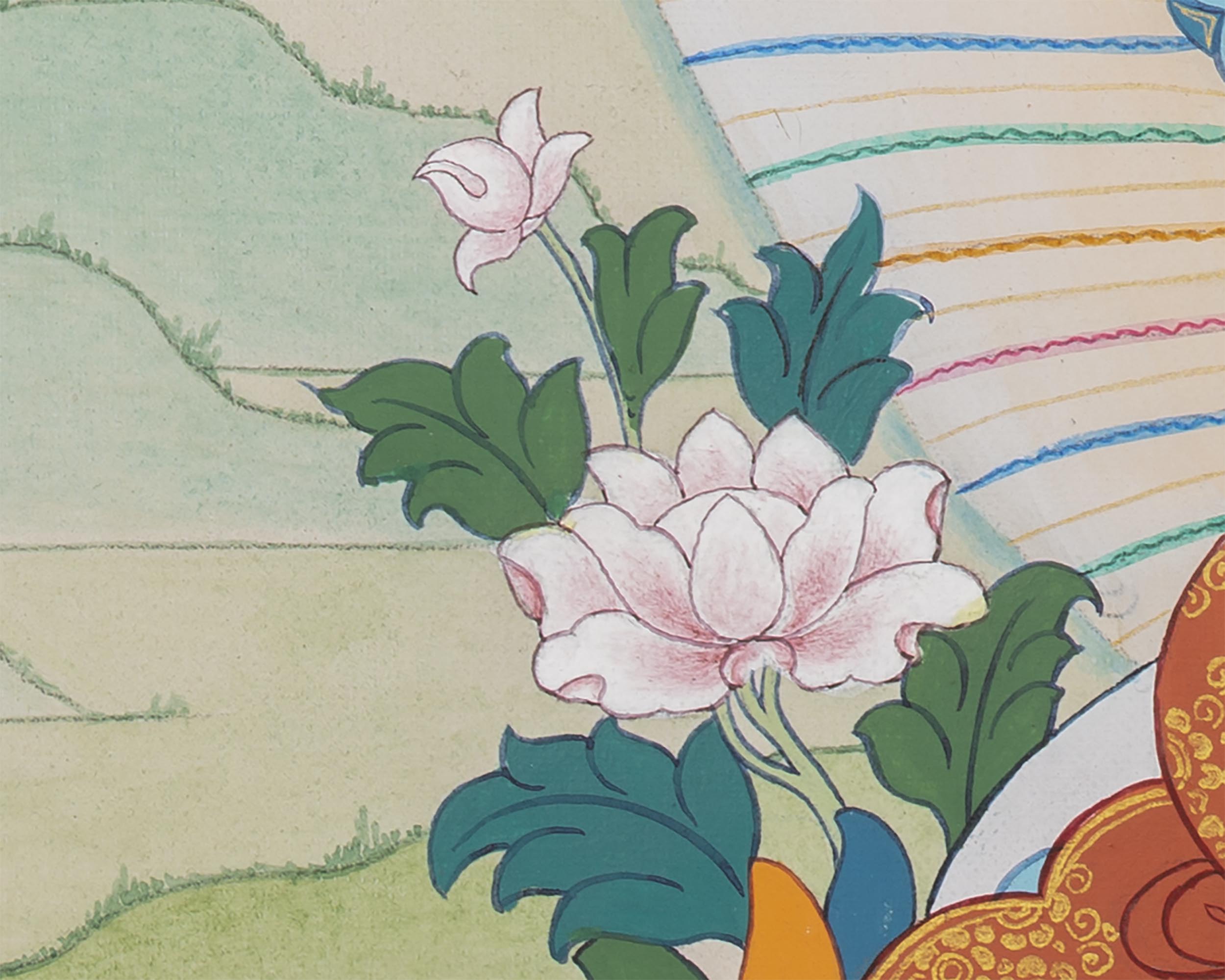 White Tara With Amitayus and Namgyalma Thangka | Tibetan Thangka Painting | Vajrayana Art