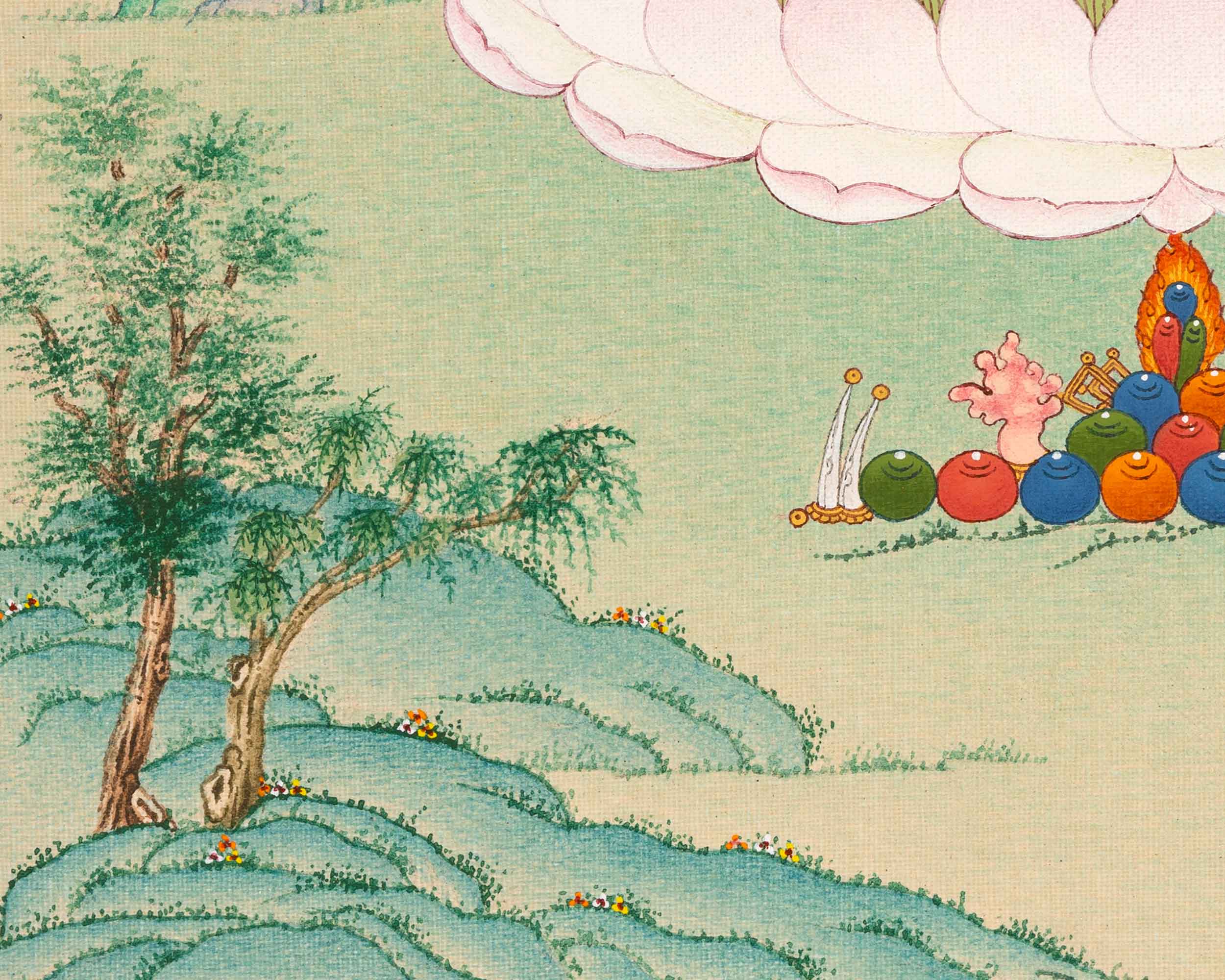 Chenrezig Buddha Thangka Art | Hand-Painted Buddhist Deity Painting