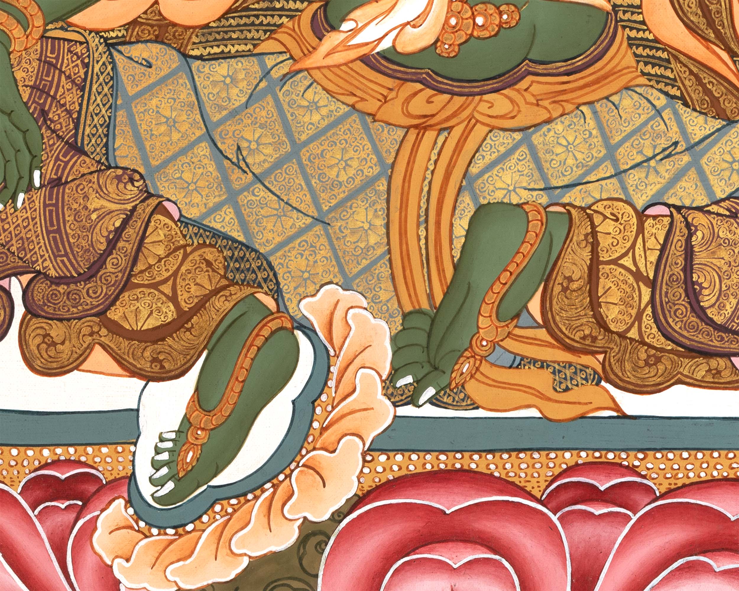 Goddess Green Tara Thangka | Handpainted Tibetan Art | Wall Decors
