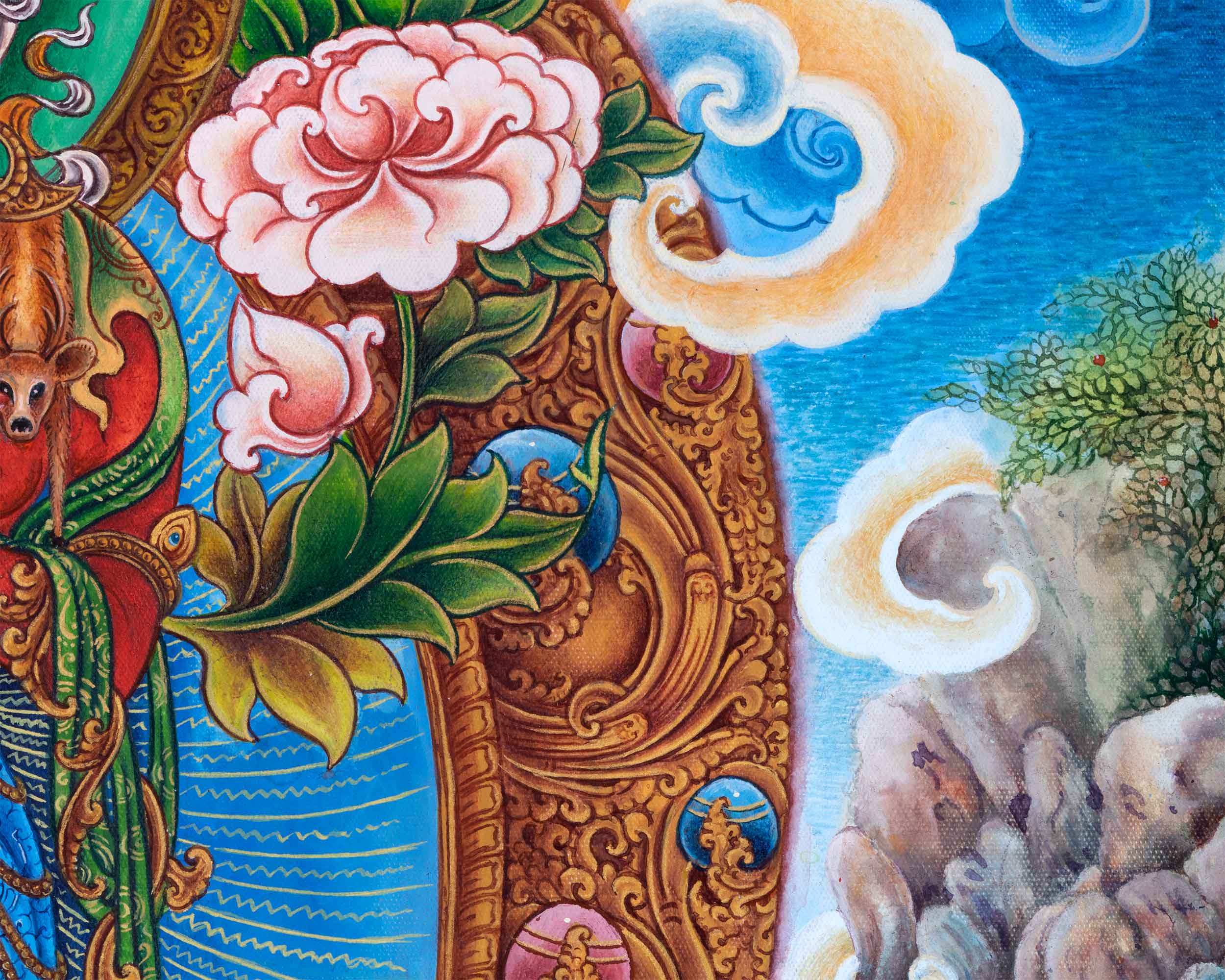 Newari Pauva Avalokitesvara Painting For Wall Decoration | Tibetan Bodhisattva Of Compassion