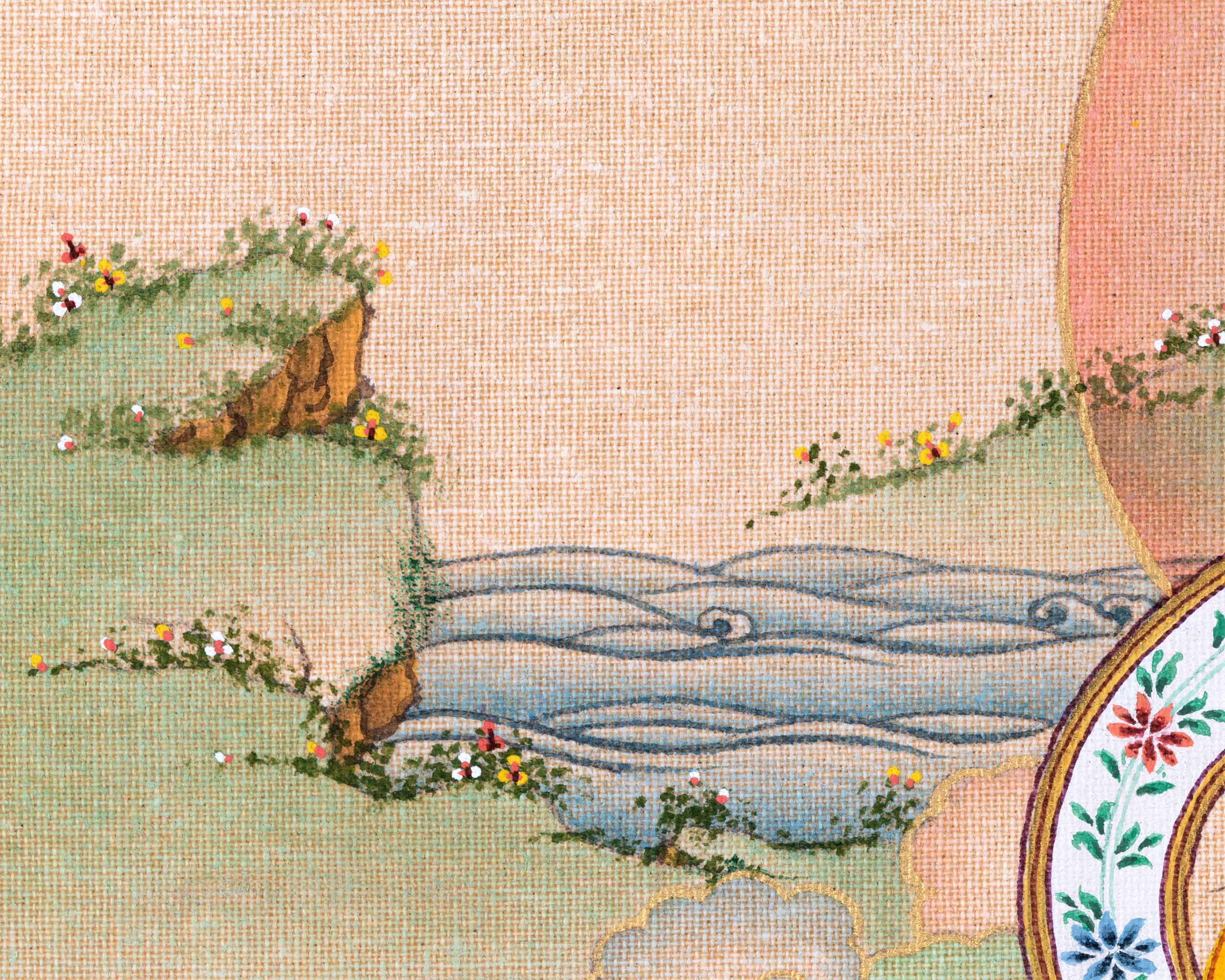 Tibetan Poster Of Dzambhala God Of Wealth | Traditional Tibetan Deity Canvas Print